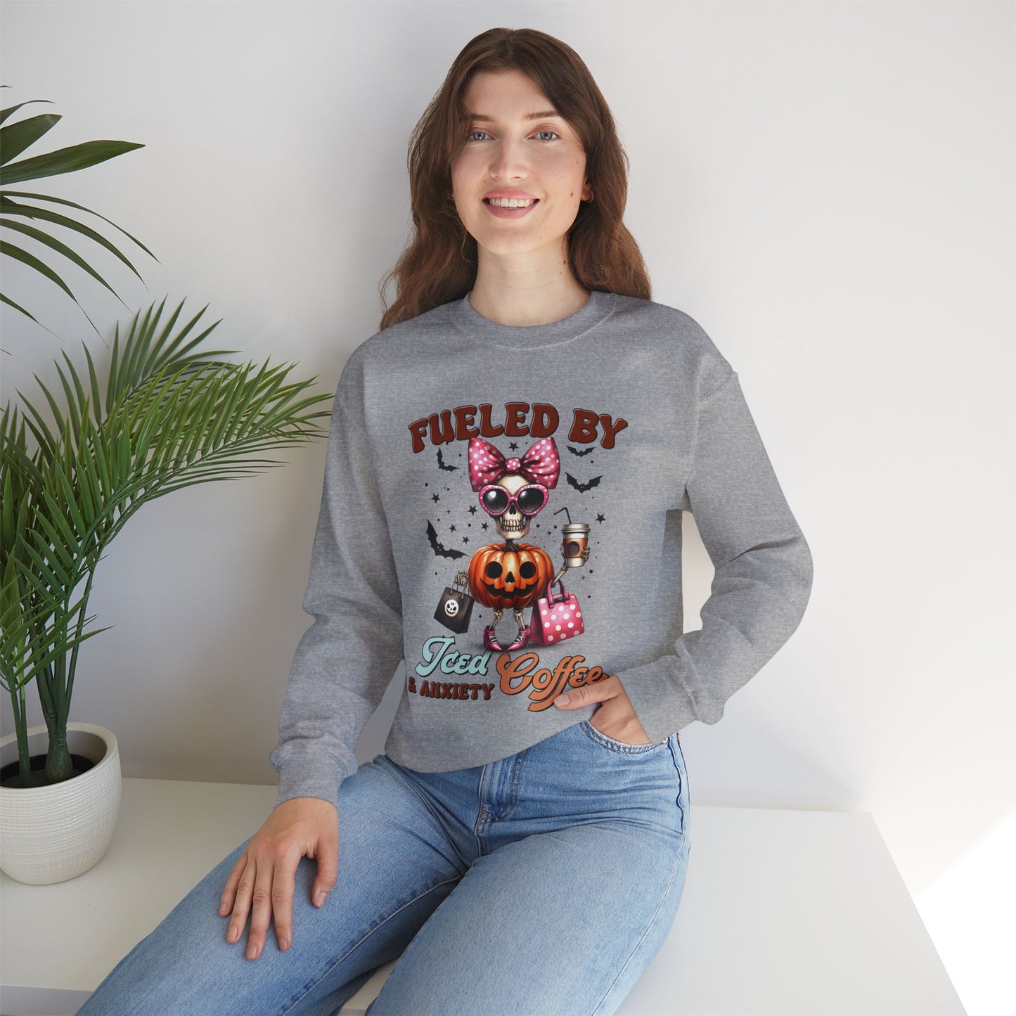 Halloween Sweatshirt, Happy Halloween Sweatshirt - Unisex Heavy Blend Crewneck, Halloween Sweatshirt, Cute Spooky Ghost sweatshirt.