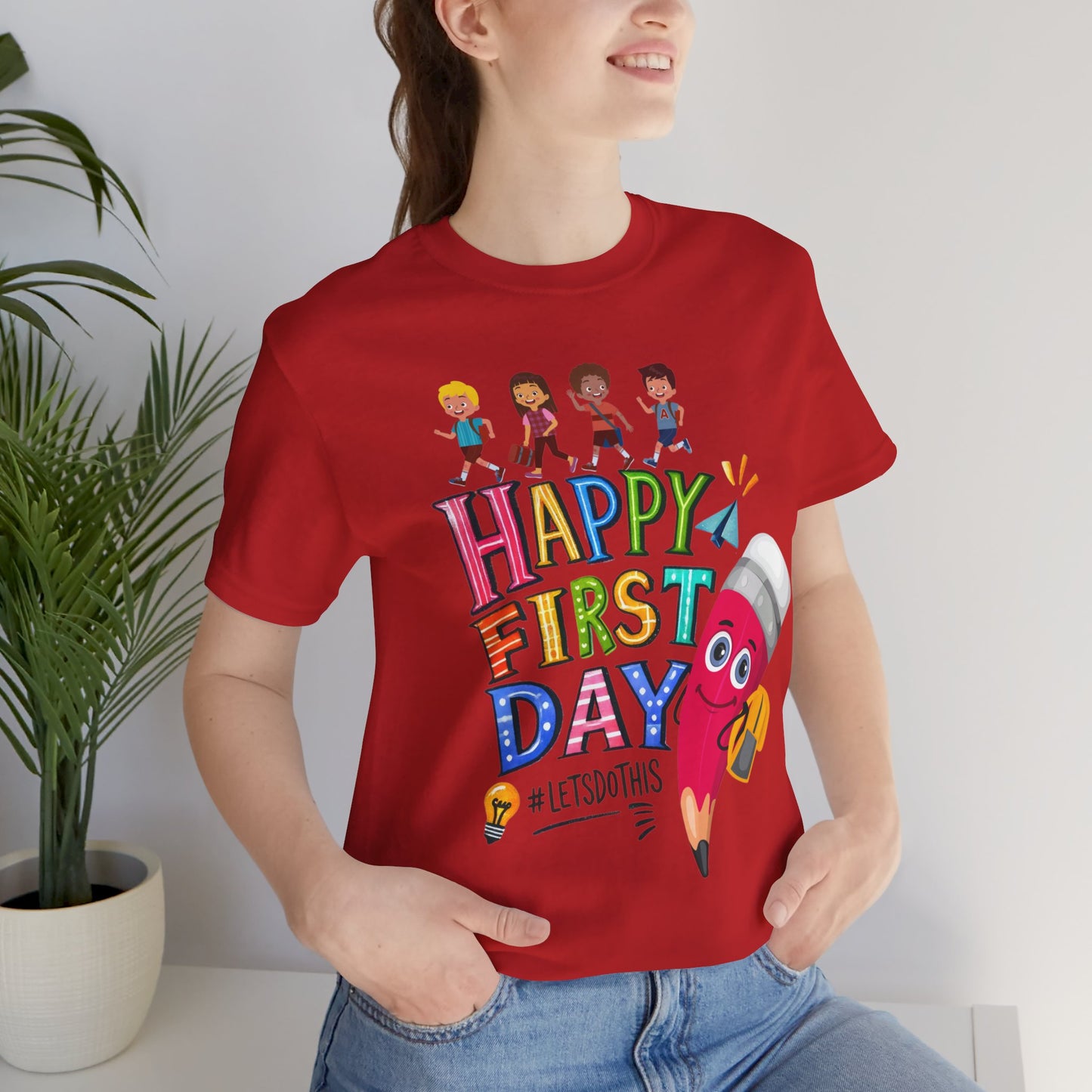 Happy First day T-Shirt, Hello Teacher T-Shirt, Back To School T-Shirt, Teach Love Inspire Teacher Shirt, Teacher Back To school unisex jersey short sleeve.First Day Vibes T-Shirt.