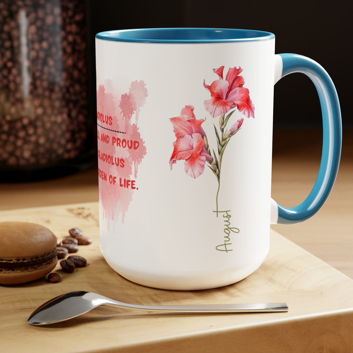 August Birth Month Flower Two-Tone Coffee Mugs, 15oz, Birthday Gift For Her.