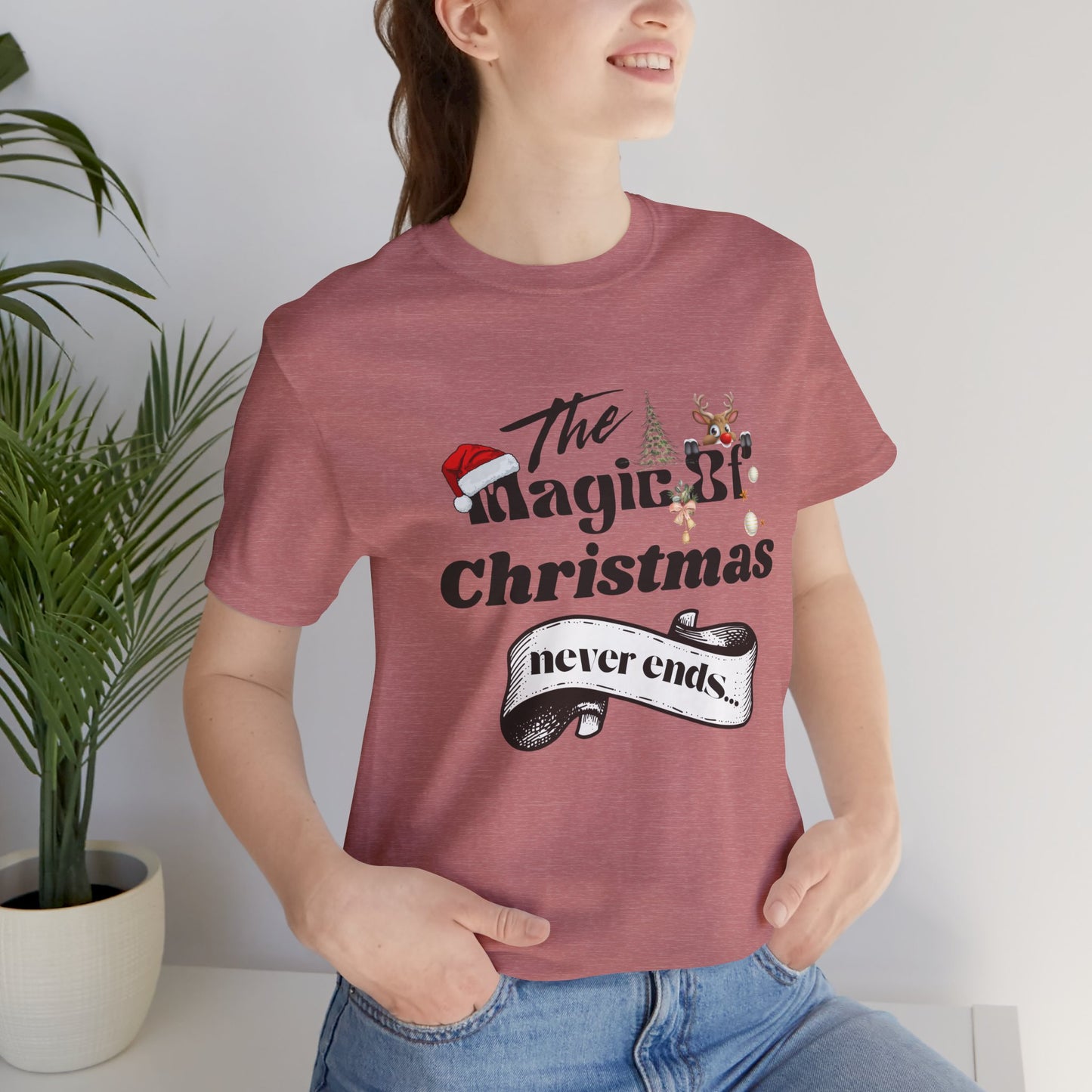 The Magic Of Christmas Never Ends Unisex Tee, Christmas Shirt, Christmas Outfit, Merry Christmas T-shirt, Merry Christmas 2024 T-shirt, Christmas Gift, Family Holiday Outfit.