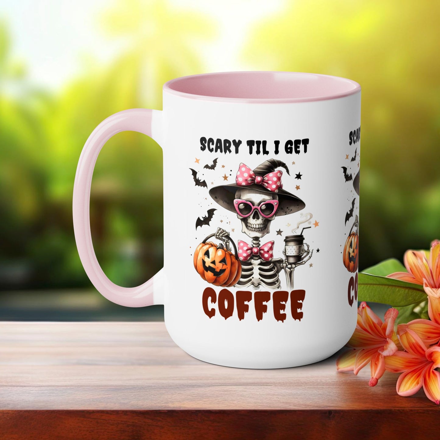 Scary Til I Get Coffee Halloween Coffee Mug,  Let's Go Halloween Coffee Mug, Trick or Treat Halloween Coffee Mug, Cute Skeleton Coffee Mug, Spooky Season Halloween Coffee Mug.