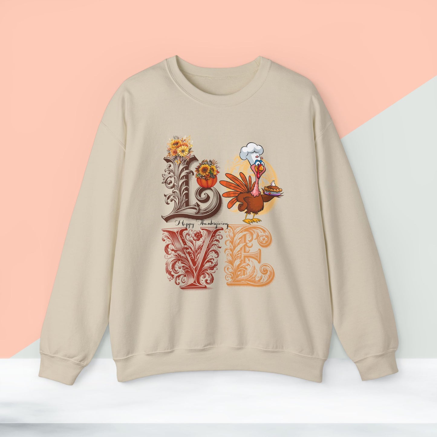 Love Thanksgiving Sweatshirt, HappyThanksgiving Sweatshirt - Unisex Heavy Blend, Happy Thanksgiving2024 Sweatshirt, Thanksgiving Gift, Festive Sweatshirt.