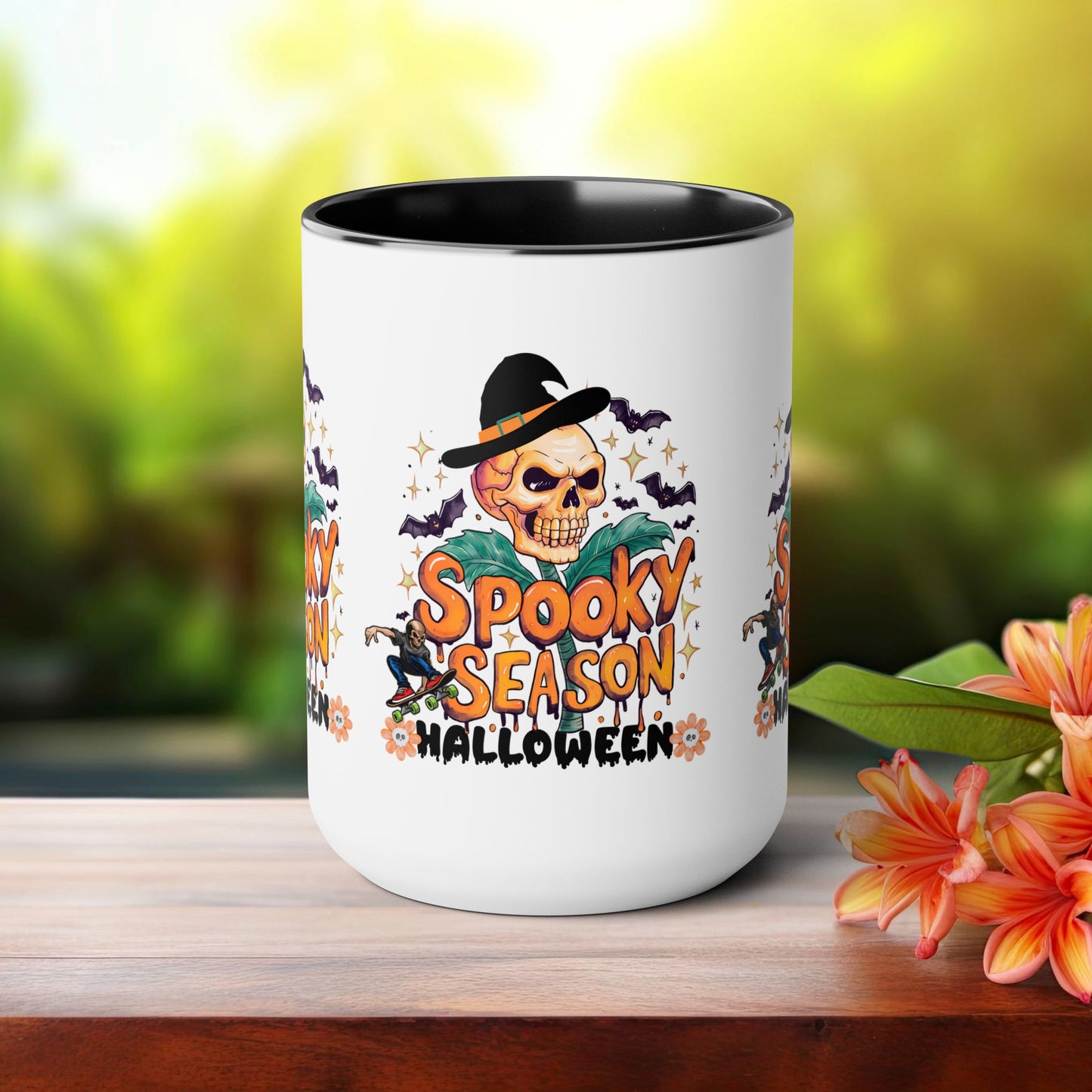 Spooky Season Halloween Coffee Mug, Halloween Coffee Mug, Trick or Treat Halloween Coffee Mug, Cute Skeleton Coffee Mug, Spooky Vibes Halloween Coffee Mug.