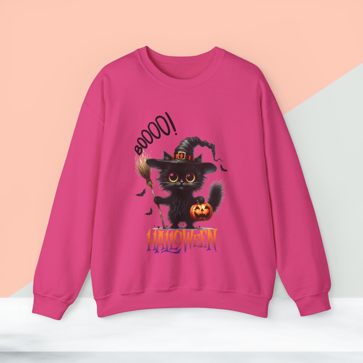 Spooky Cat Halloween Sweatshirt - Unisex Heavy Blend Crewneck, halloween sweatshirt, cute spooky cat sweatshirt.