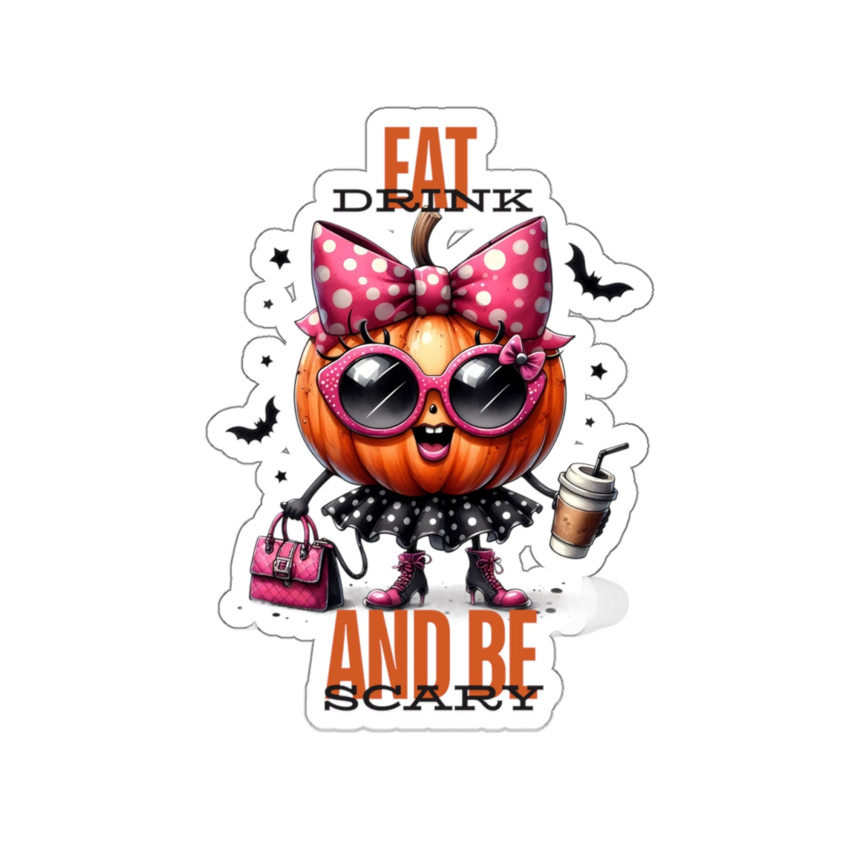 Eat Drink And Be Scary Halloween Kiss-Cut Stickers, Spooky Vibes Happy Halloween Kiss-Cut Stickers, Happy Halloween Kiss-Cut Stickers, Spooky Season Kiss-Cut Stickers, Trick Or Treat Halloween Kiss-Cut Stickers.