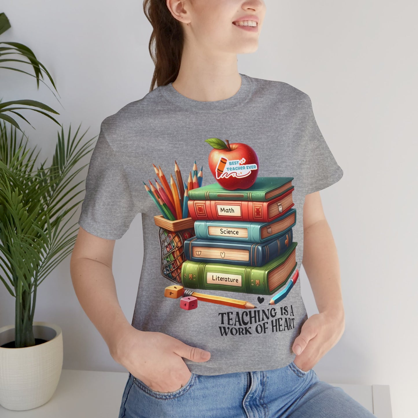 Teaching Is A Work Of Heart T-shirt, Hello Teacher T-Shirt, Back To School T-Shirt, Teach Love Inspire Teacher Shirt, Teacher Back To school unisex jersey short sleeve.First Day Vibes T-Shirt.