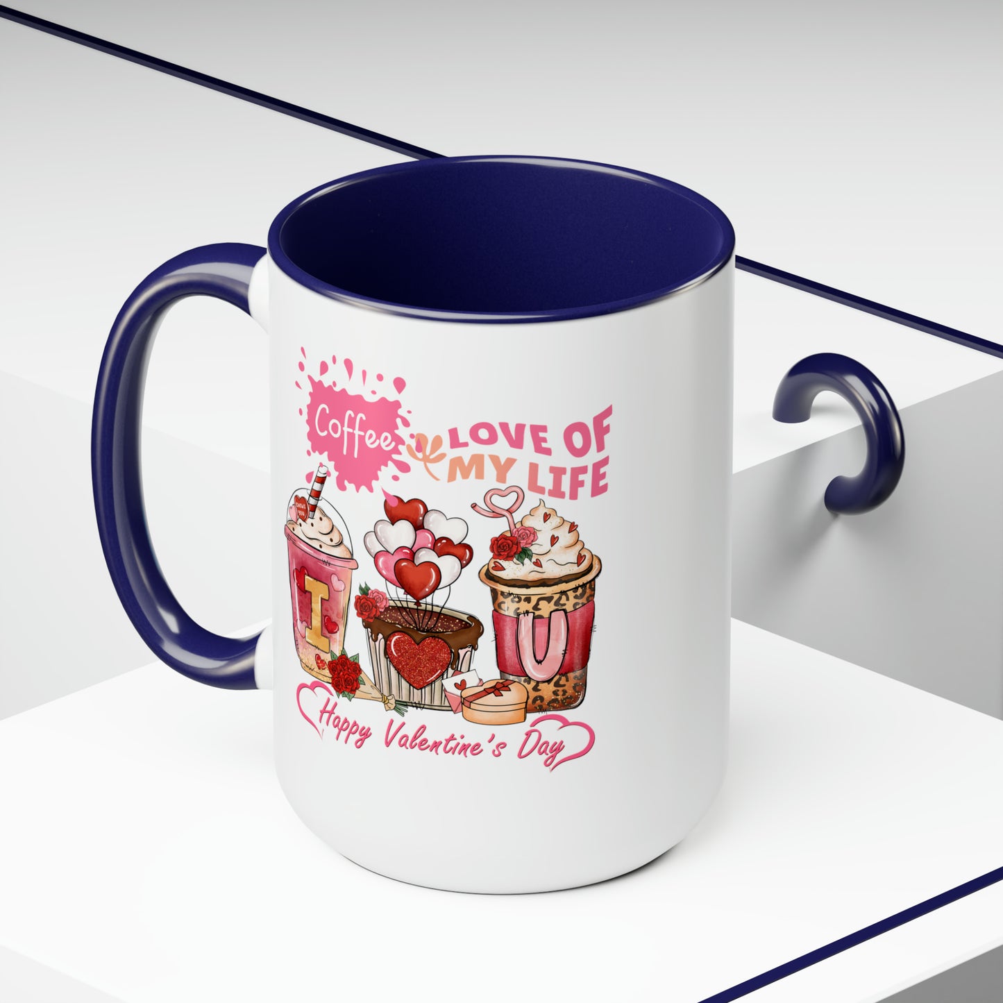 Happy valentines day Two-Tone Coffee Mugs, 15oz