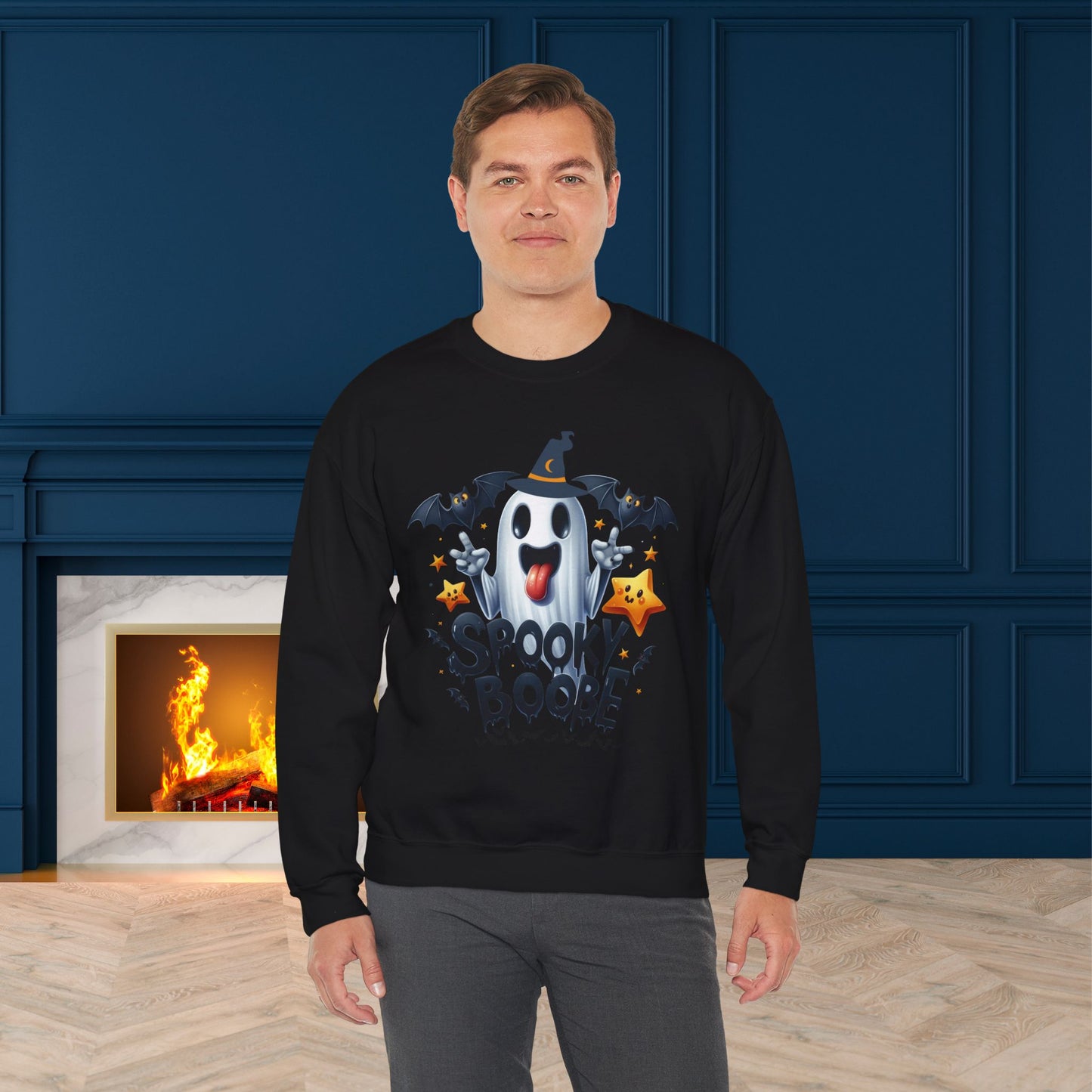 Spooky Halloween Sweatshirt - Unisex Heavy Blend Crewneck, halloween sweatshirt, cute spooky cat sweatshirt.