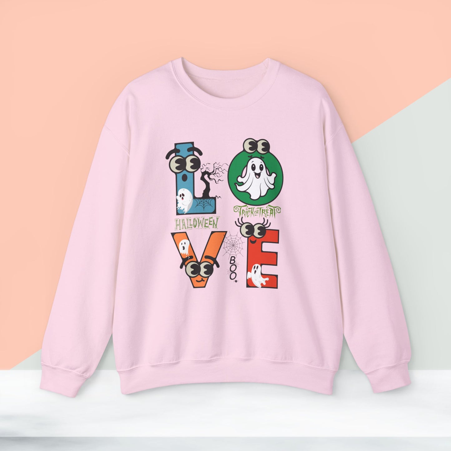 Love Happy Halloween Sweatshirt, Happy Halloween Sweatshirt - Unisex Heavy Blend Crewneck, Halloween Sweatshirt, Cute Spooky Ghost sweatshirt.