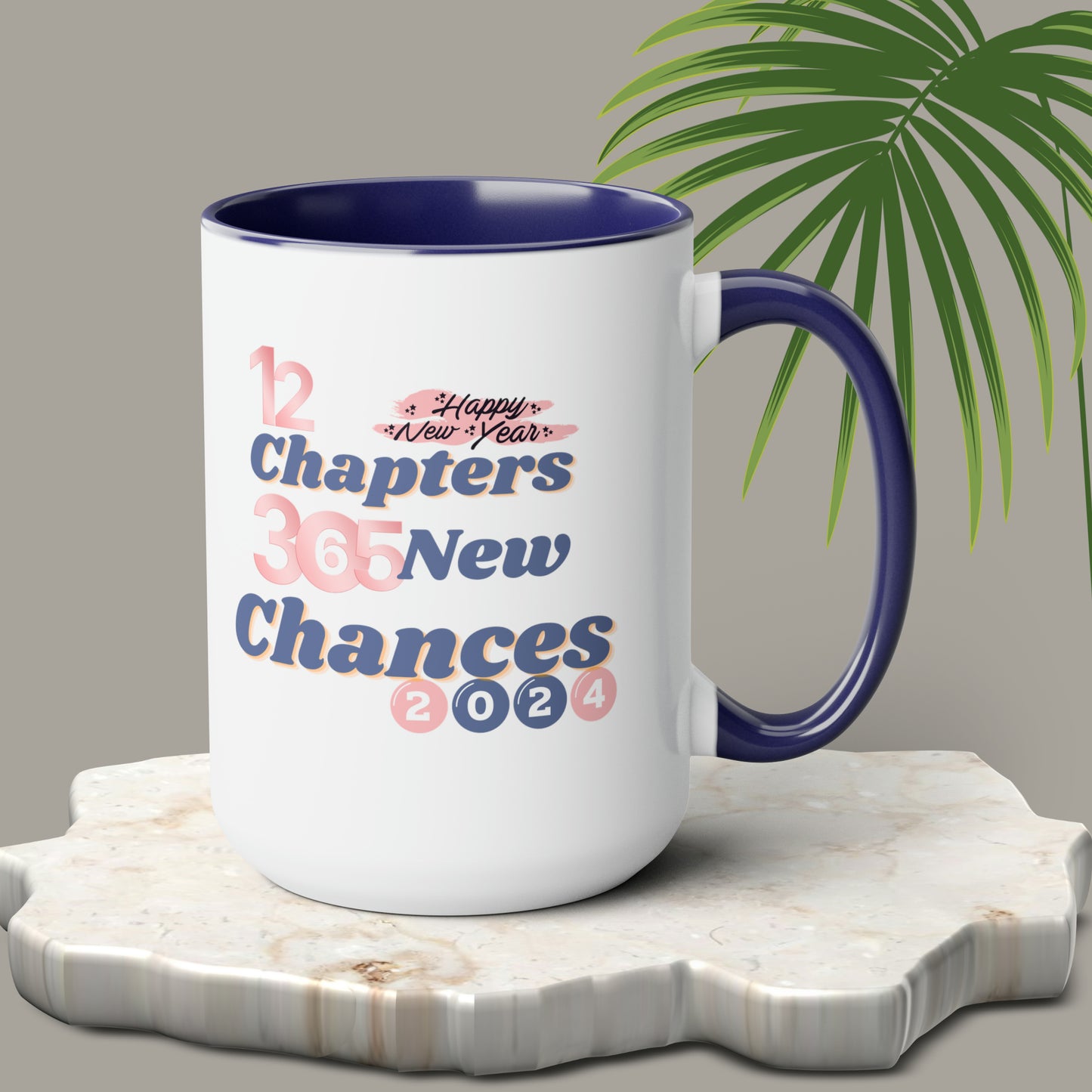 Happy New Year Two-Tone Coffee Mugs, 15oz