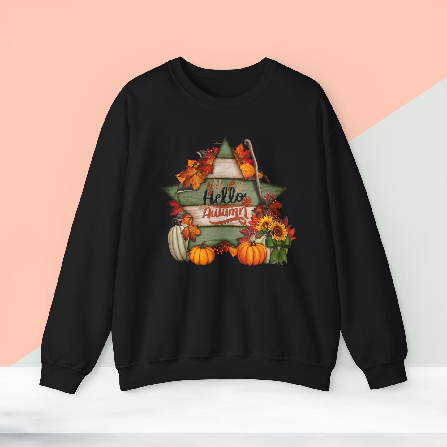 Hello Autumn Thanksgiving  Sweatshirt - Unisex Heavy Blend, Happy Thanksgiving2024 Sweatshirt, Thanksgiving Gift, Festive Sweatshirt.