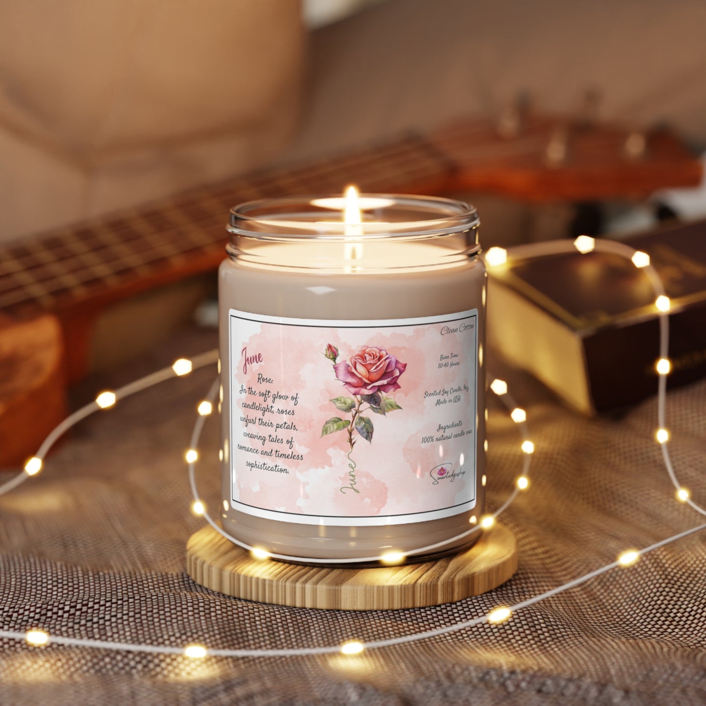 June Birth Month Flower Scented Soy Candle, 9oz