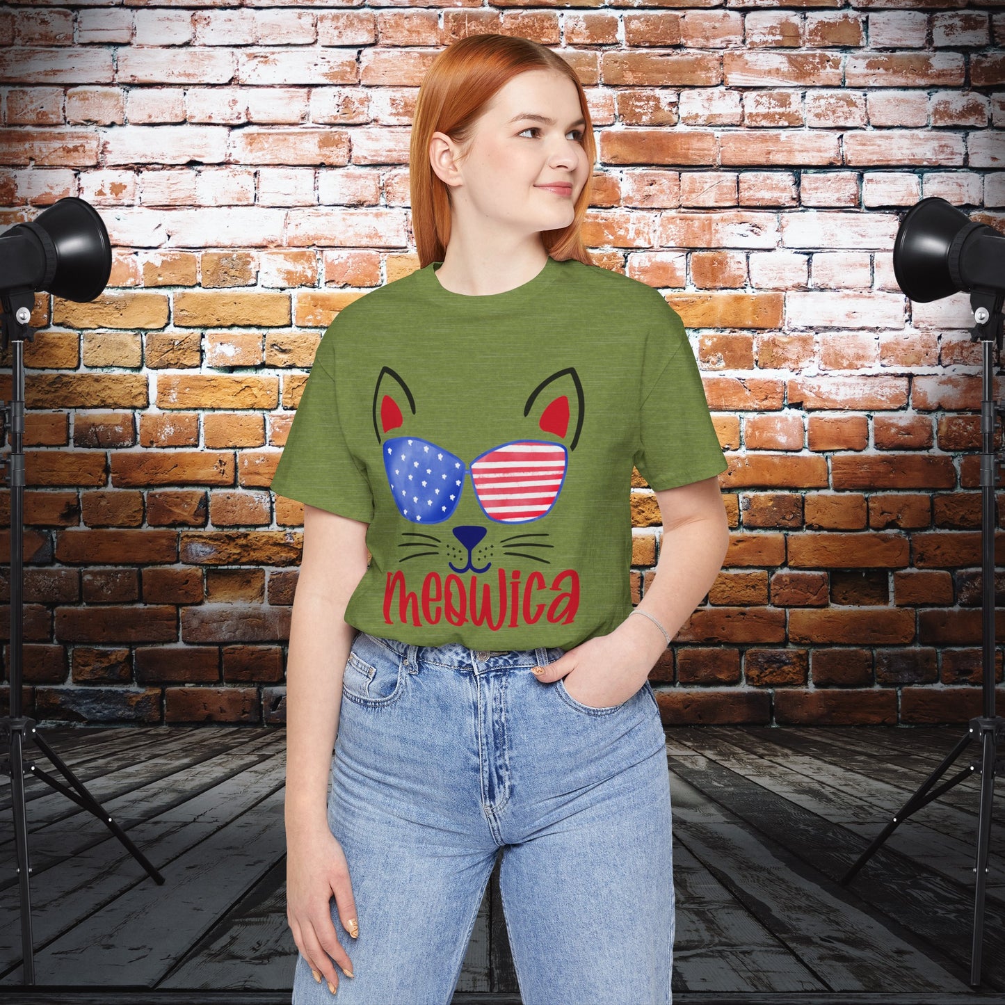 4th of July T-Shirt, Meowica T-shirt,  Fourth of July unisex jersey short sleeve.