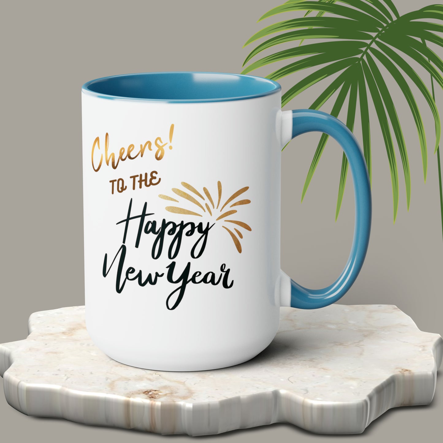 Happy New Year Two-Tone Coffee Mugs, 15oz