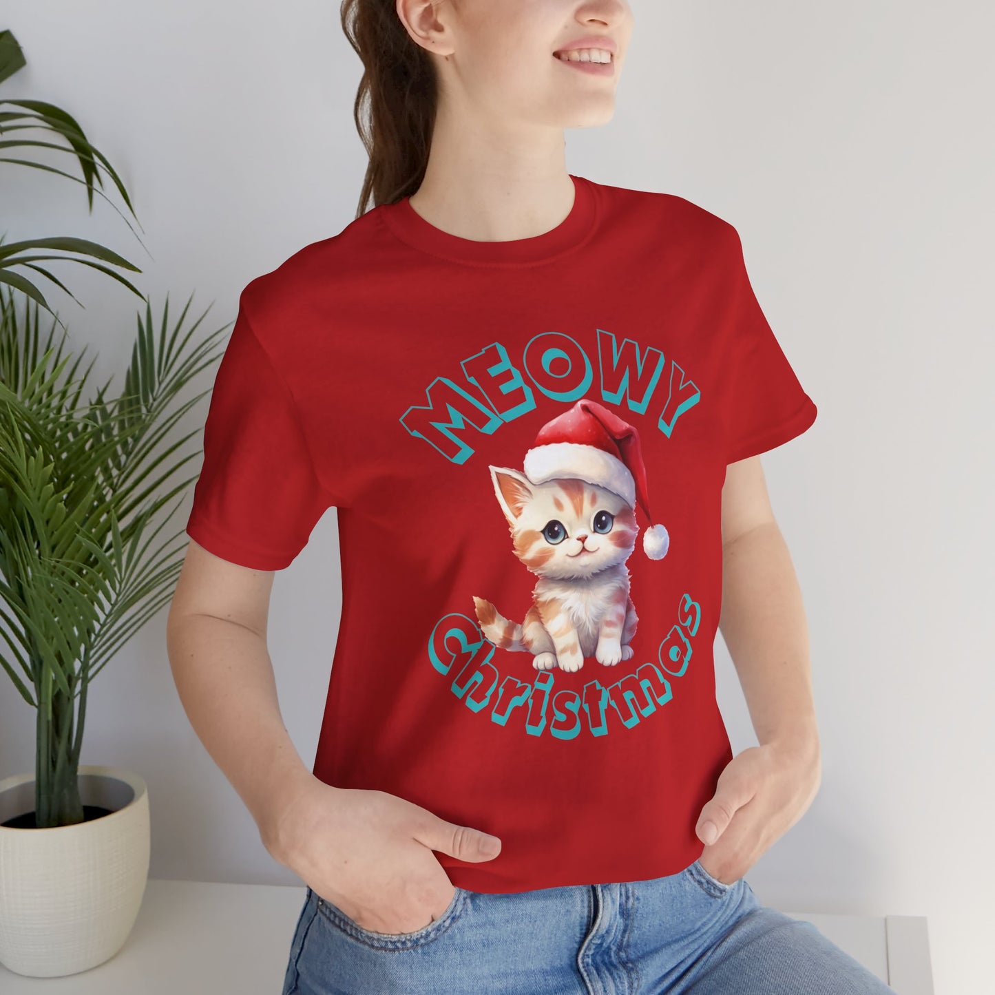 Meowy Christmas Unisex Tee, Christmas Shirt, Christmas Outfit, Merry Christmas T-shirt, Merry Christmas 2024 T-shirt, Christmas Gift, Family Holiday Outfit.