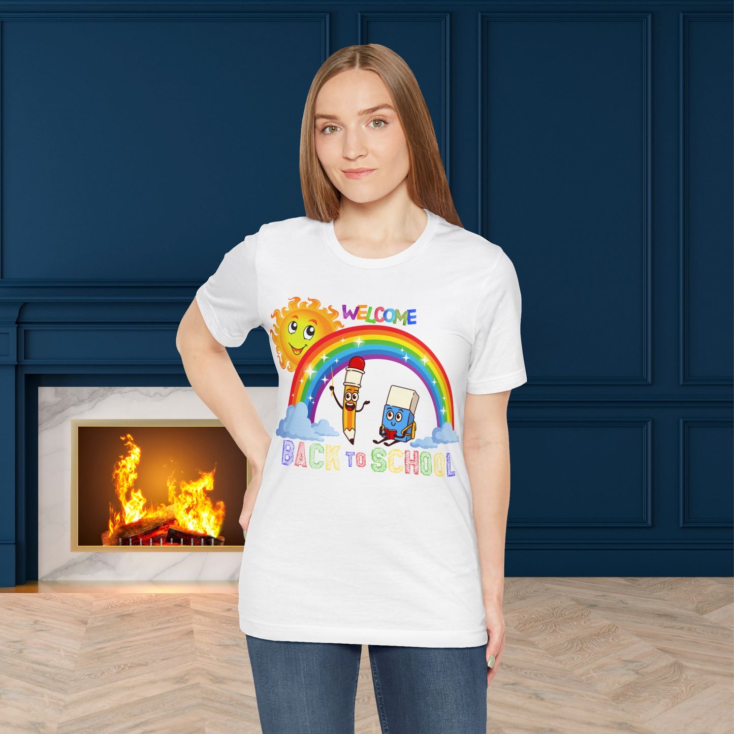 Welcome Back To School T-Shirt, Hello Teacher T-Shirt, Back To School T-Shirt, Teach Love Inspire Teacher Shirt, Teacher Back To school unisex jersey short sleeve.First Day Vibes T-Shirt.