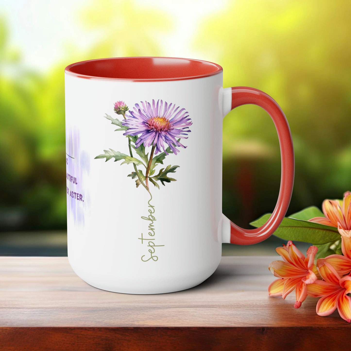 September Birth Month Flower Two-Tone Coffee Mugs, 15oz, Birth Month Flower mug.