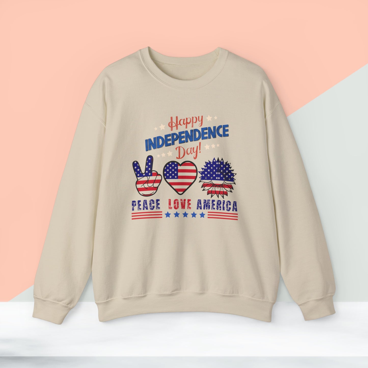 Happy 4th Of July Sweatshirt, Peace Love America Sweatshirt, Fourth of July unisex heavy blend crewneck sweatshirt.