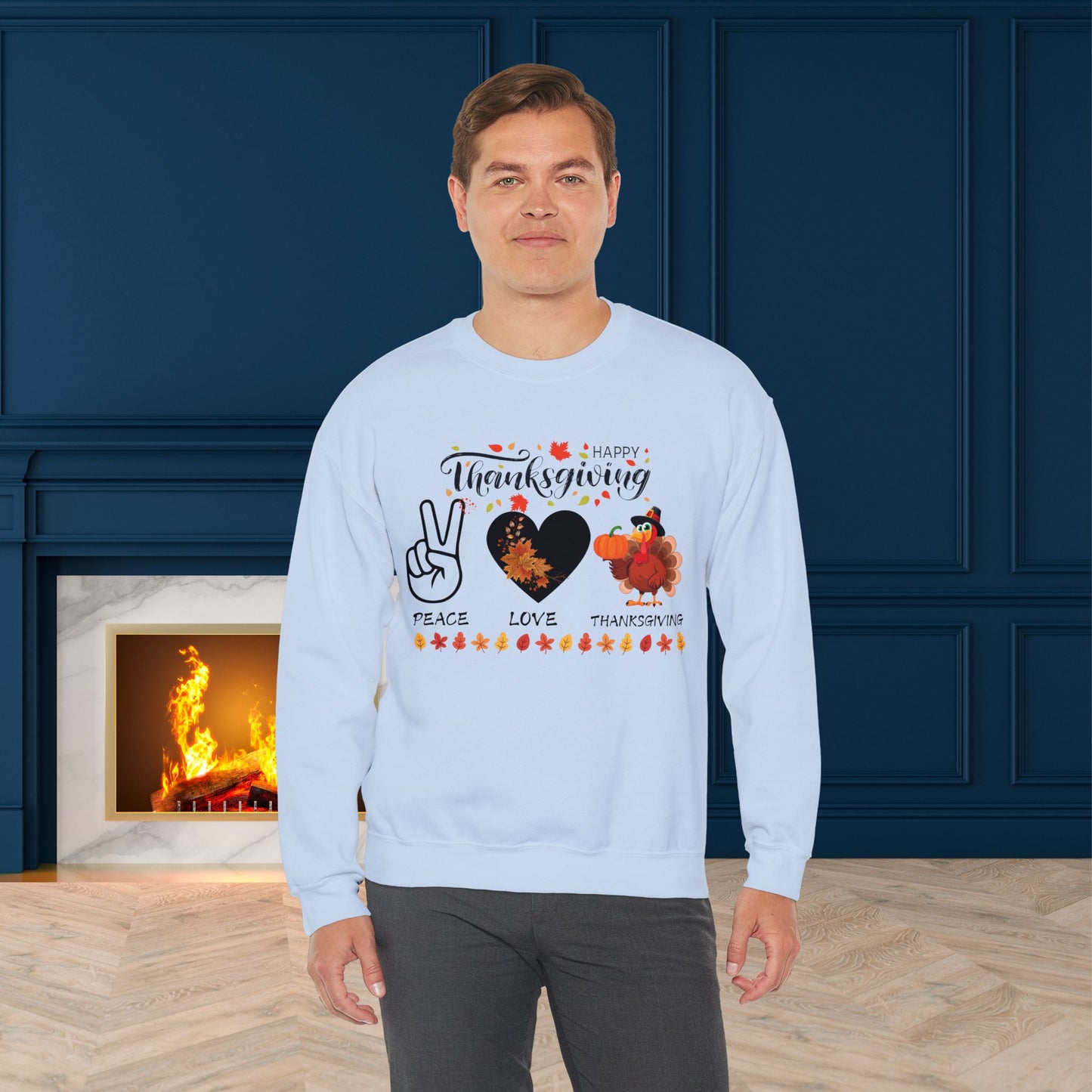 Peace,Love,Thanksgiving Sweatshirt, HappyThanksgiving Sweatshirt - Unisex Heavy Blend, Happy Thanksgiving2024 Sweatshirt, Thanksgiving Gift, Festive Sweatshirt.