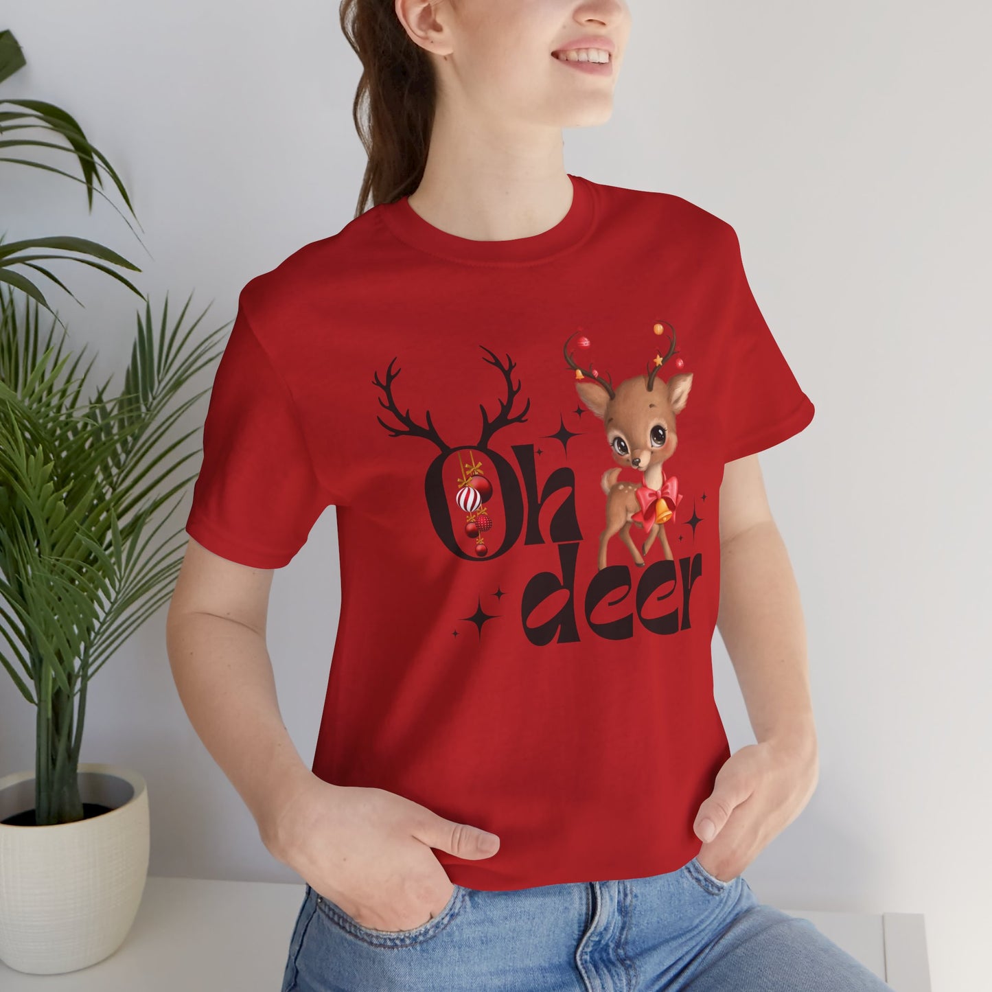 Oh Deer Unisex Tee, Christmas Shirt, Christmas Outfit, Merry Christmas T-shirt, Merry Christmas 2024 T-shirt, Christmas Gift, Family Holiday Outfit.