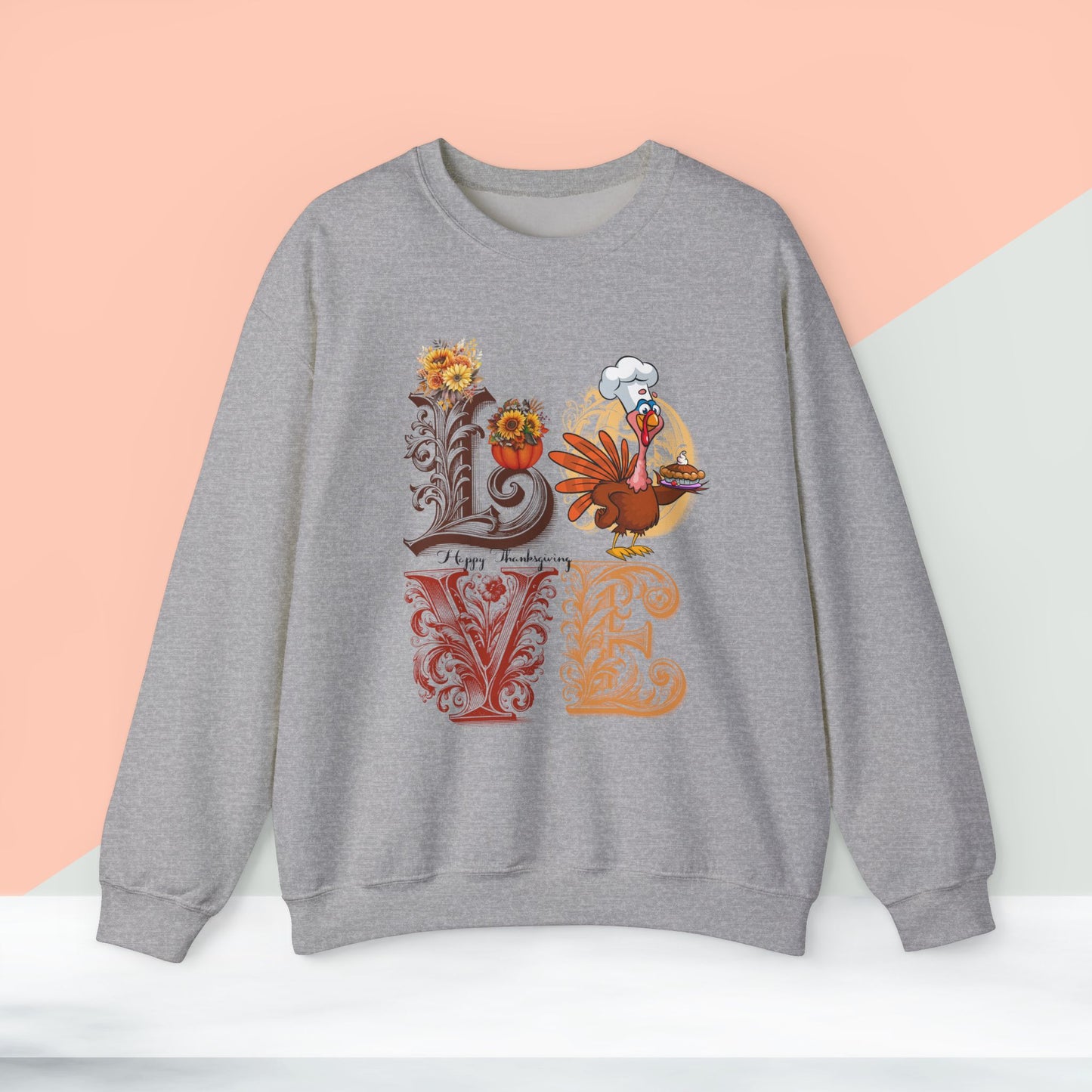 Love Thanksgiving Sweatshirt, HappyThanksgiving Sweatshirt - Unisex Heavy Blend, Happy Thanksgiving2024 Sweatshirt, Thanksgiving Gift, Festive Sweatshirt.