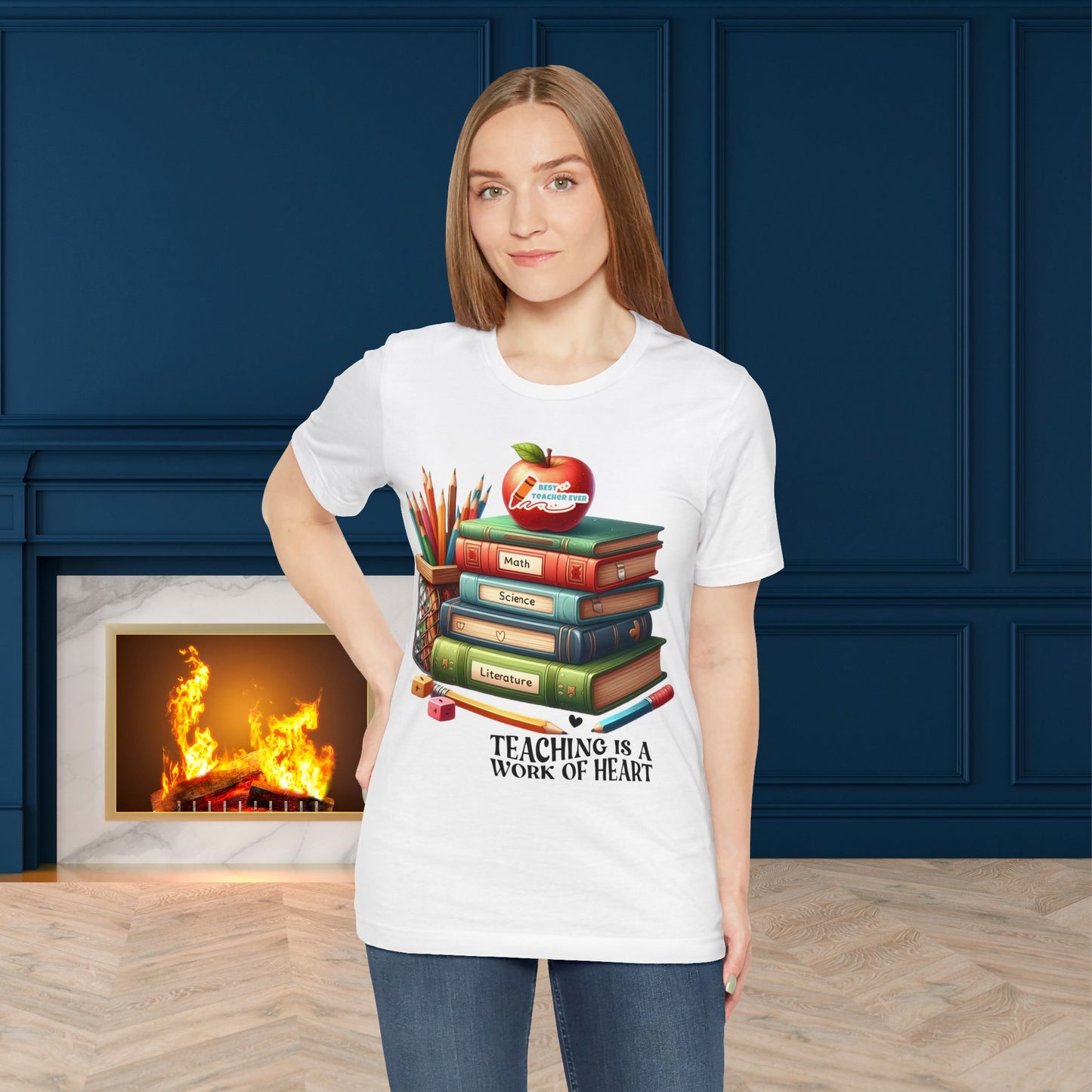 Teaching Is A Work Of Heart T-shirt, Hello Teacher T-Shirt, Back To School T-Shirt, Teach Love Inspire Teacher Shirt, Teacher Back To school unisex jersey short sleeve.First Day Vibes T-Shirt.