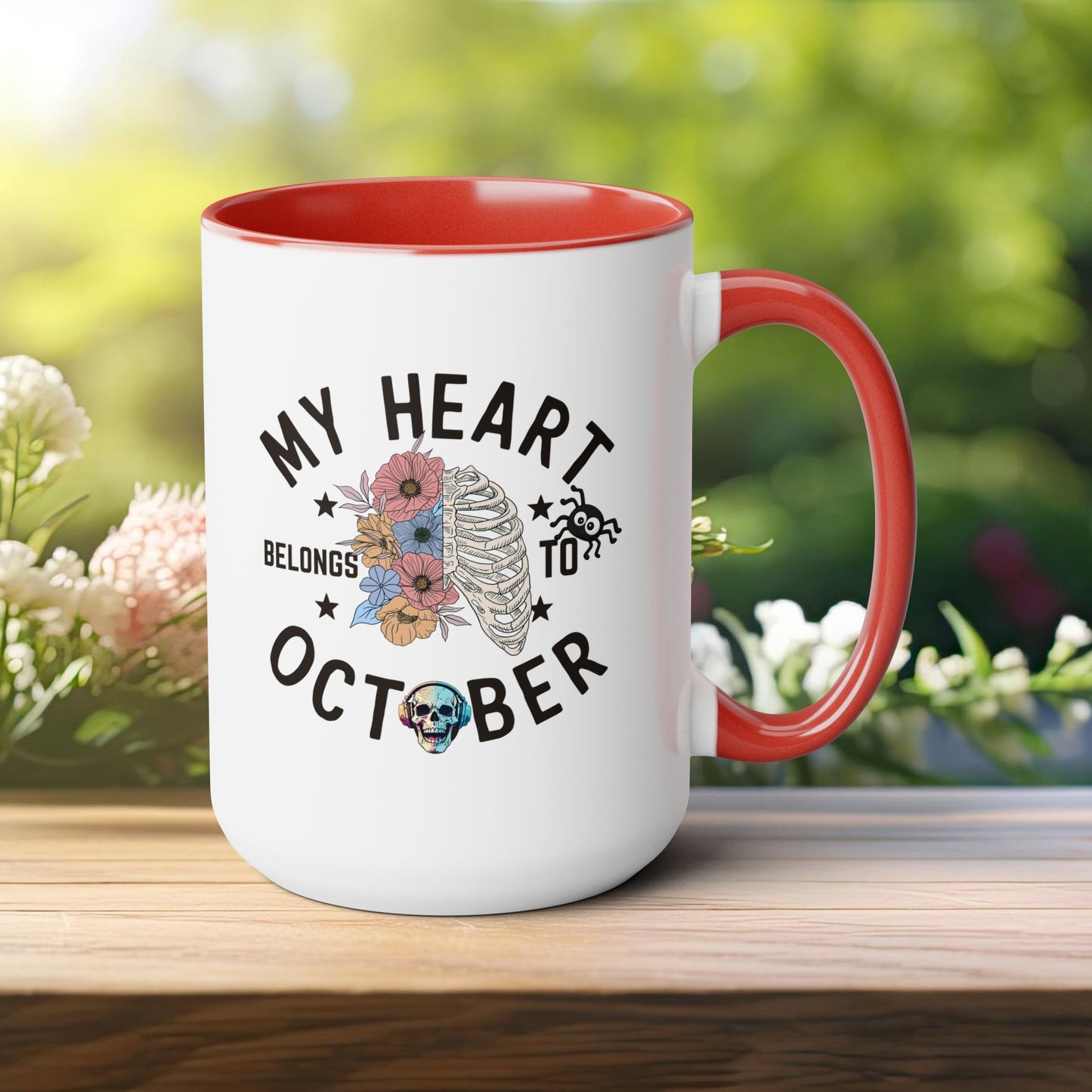 My Heart Belongs To October Halloween Coffee Mug,  Let's Go Halloween Coffee Mug, Trick or Treat Halloween Coffee Mug, Cute Skeleton Coffee Mug, Spooky Season Halloween Coffee Mug.