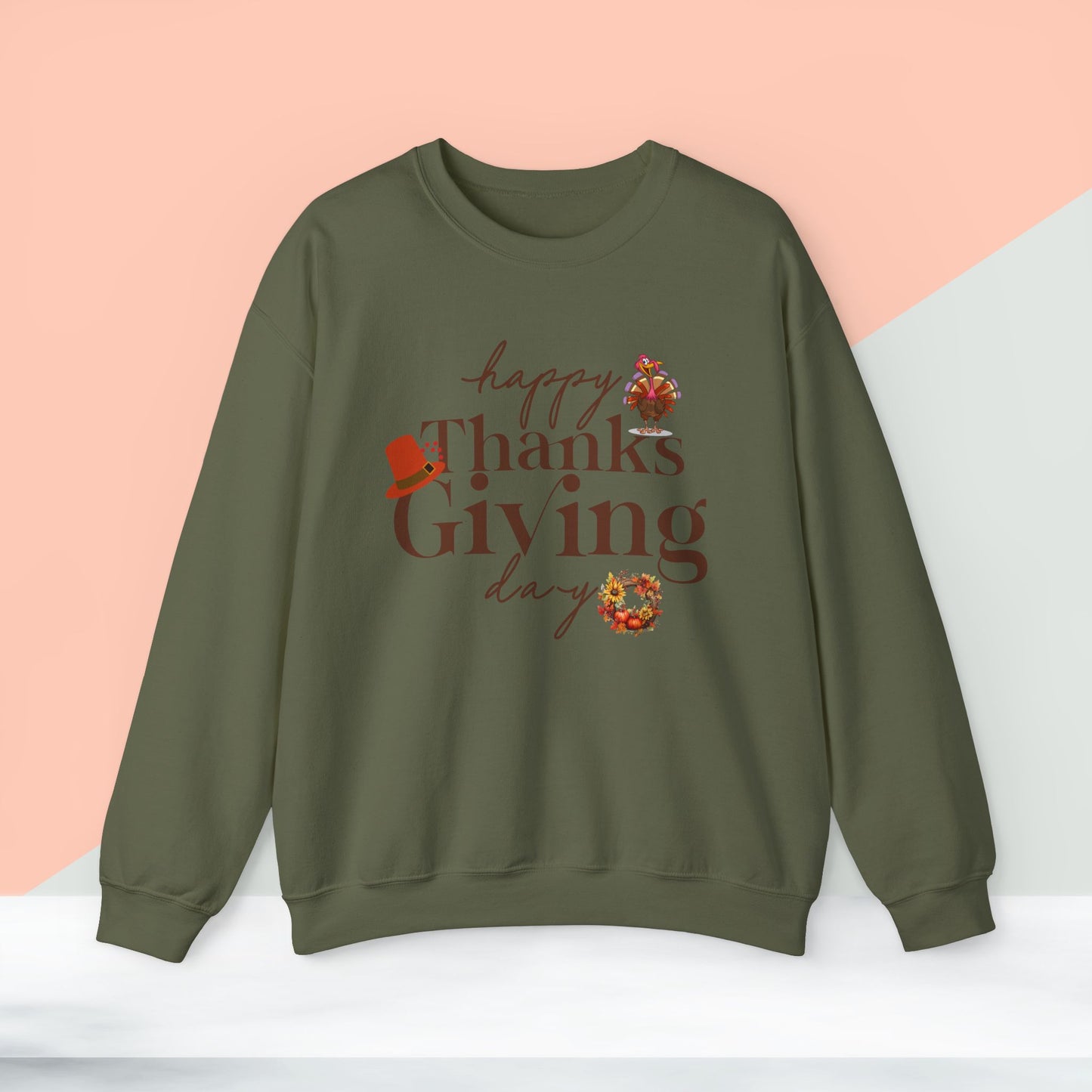 Thanksgiving Sweatshirt, HappyThanksgiving Sweatshirt - Unisex Heavy Blend, Happy Thanksgiving2024 Sweatshirt, Thanksgiving Gift, Festive Sweatshirt.