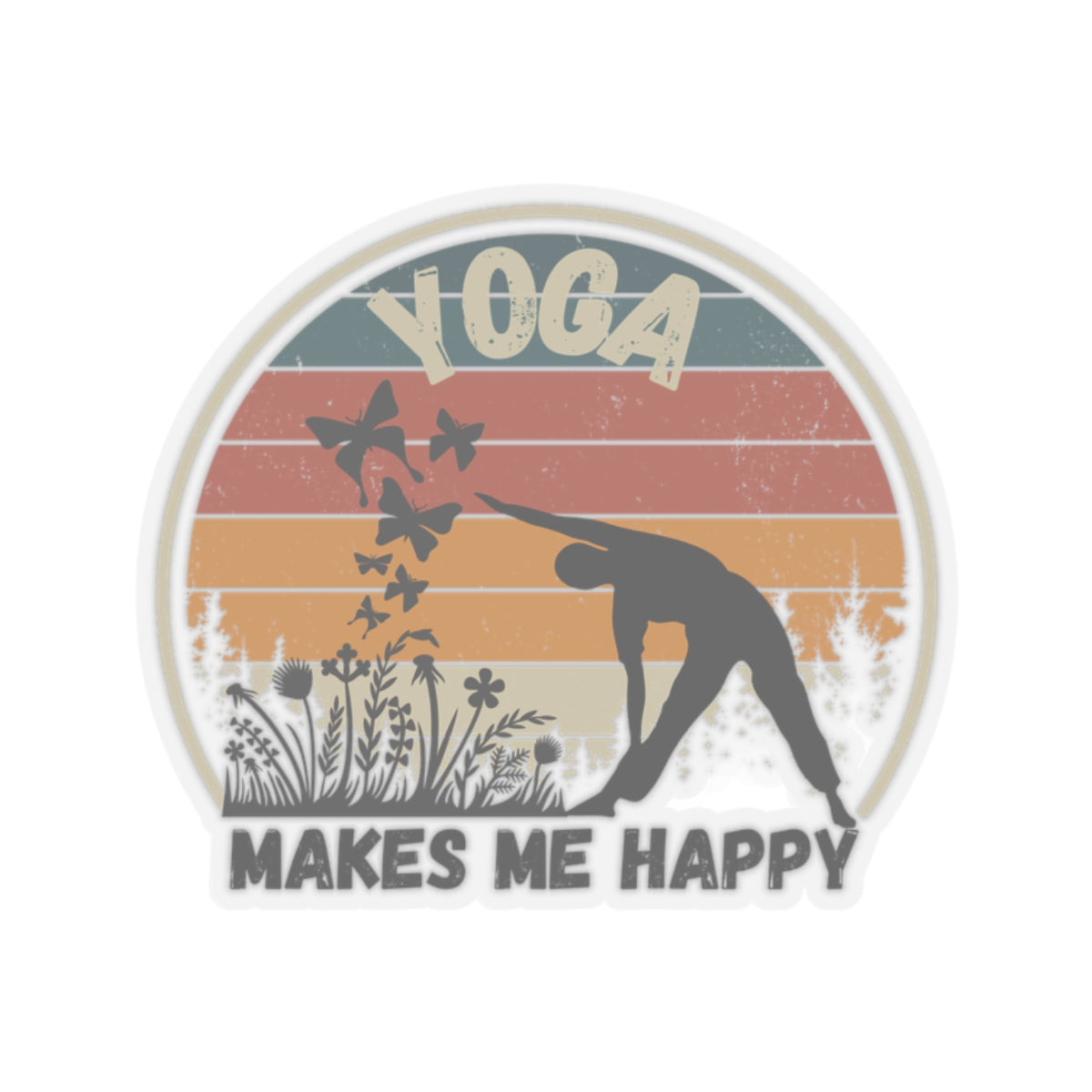 Yoga Makes Me Happy Yoga Kiss-Cut Stickers , Cute Yoga Kiss-Cut Stickers, Mindful Gift, Yoga lovers Kiss-Cut Stickers, Yoga Instructor Gift, Gift For Yoga lovers, Gift For Yogi.