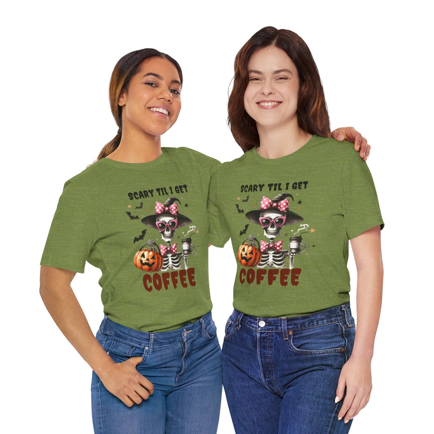 Scary Til I Get Coffee Halloween T-shirt, Happy Halloween T-shirt, Trick Or Treat T-shirt, Halloween T-shirt, Cool Halloween T-shirt, Spooky T-shirt,