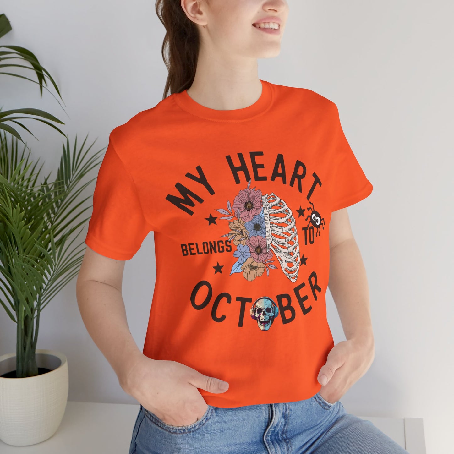 My Heart Belongs To October Halloween T-shirt, Happy Halloween T-shirt, Trick Or Treat T-shirt, Halloween T-shirt, Cool Halloween T-shirt, Spooky T-shirt,