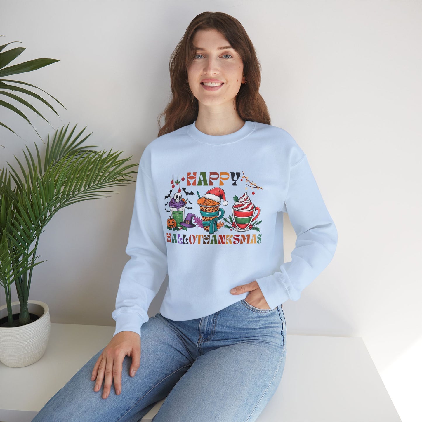 Happy Hellothanksmas Sweatshirt, HappyThanksgiving Sweatshirt - Unisex Heavy Blend, Happy Thanksgiving2024 Sweatshirt, Thanksgiving Gift, Festive Sweatshirt.