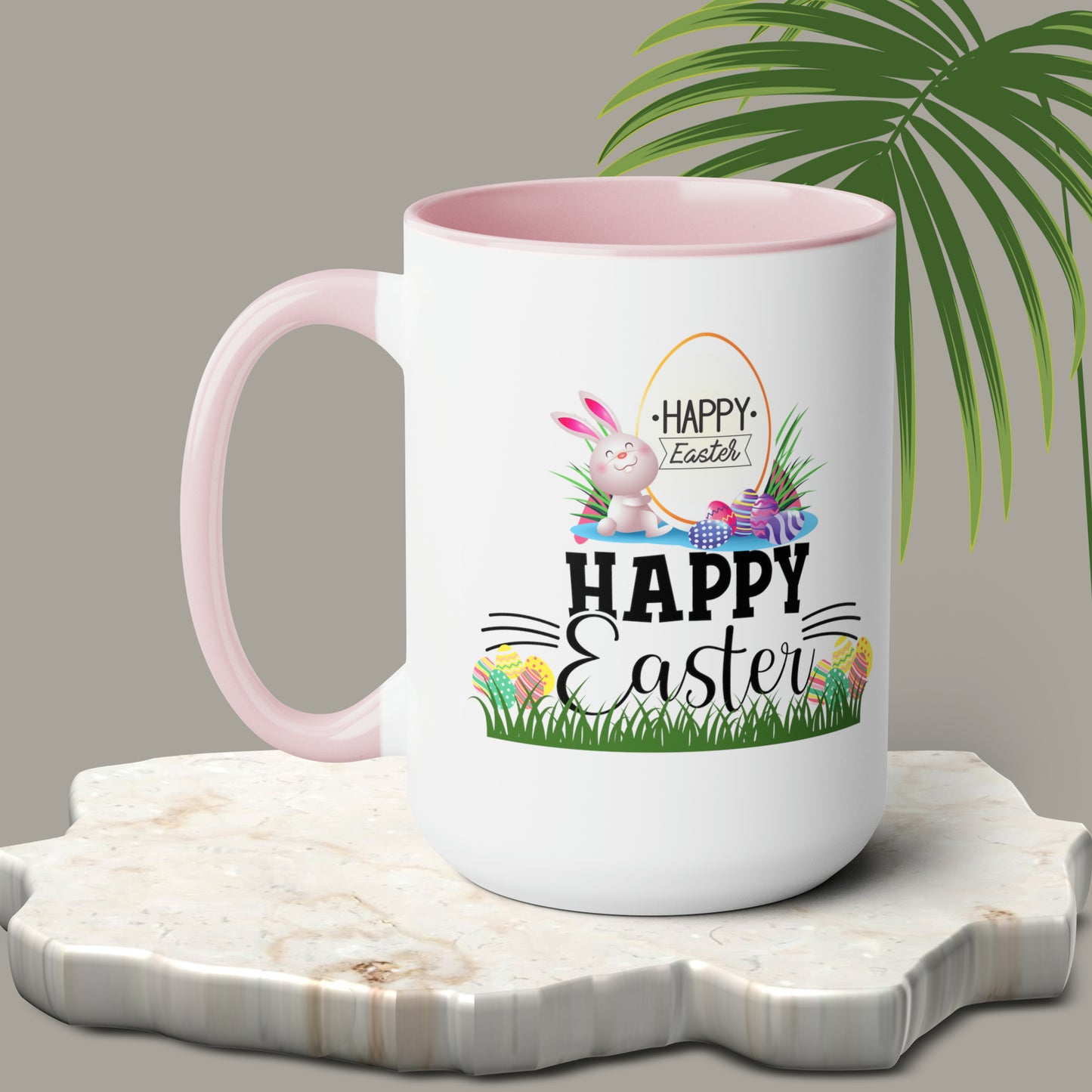 Happy Easter Two-Tone Coffee Mugs, 15oz