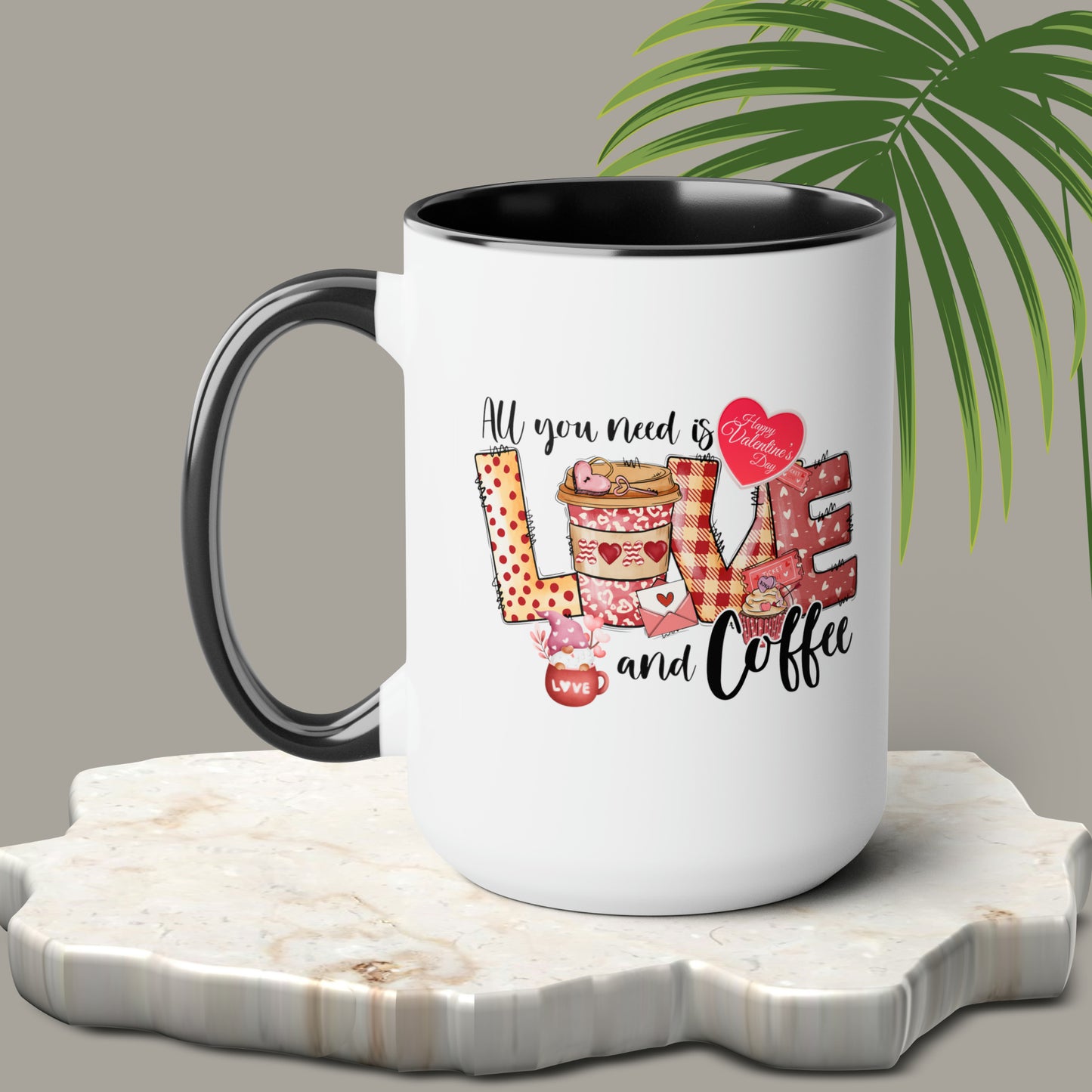 Happy valentines day Two-Tone Coffee Mugs, 15oz