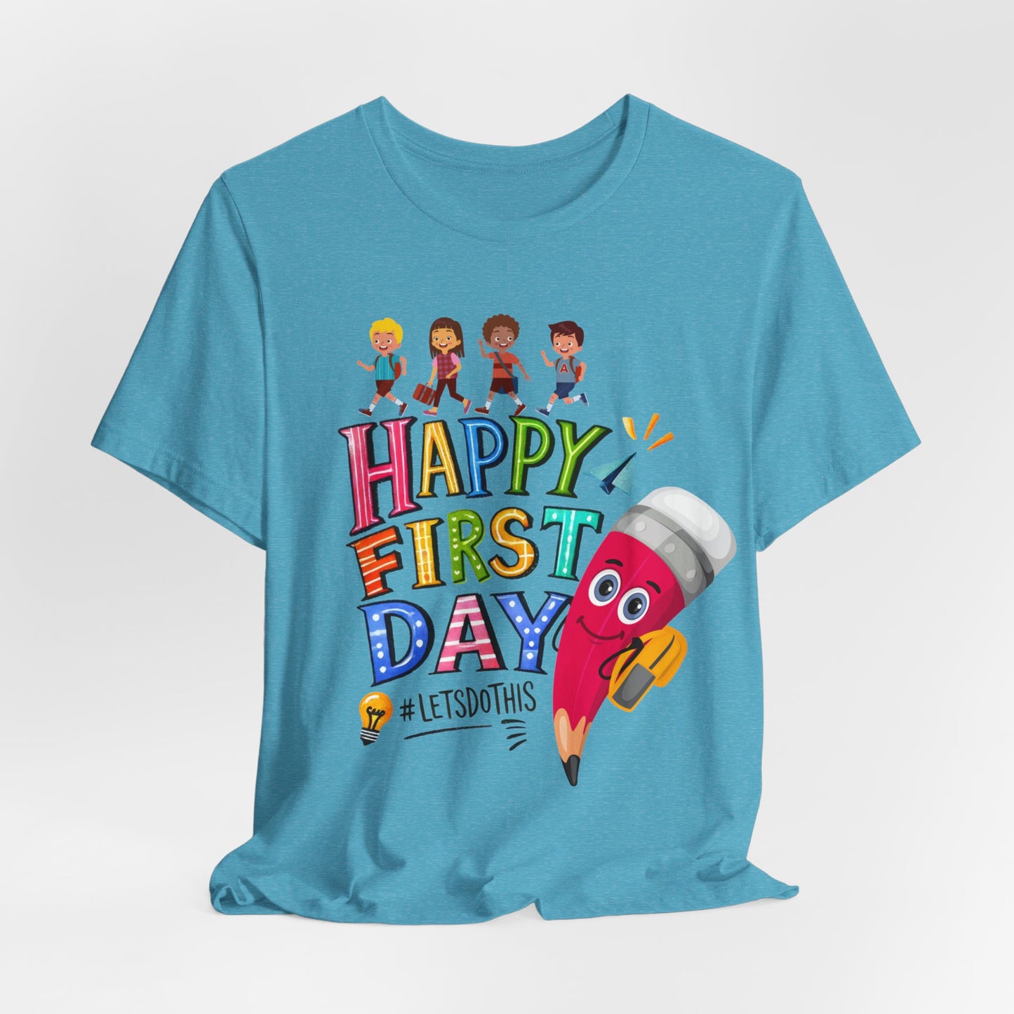 Happy First day T-Shirt, Hello Teacher T-Shirt, Back To School T-Shirt, Teach Love Inspire Teacher Shirt, Teacher Back To school unisex jersey short sleeve.First Day Vibes T-Shirt.