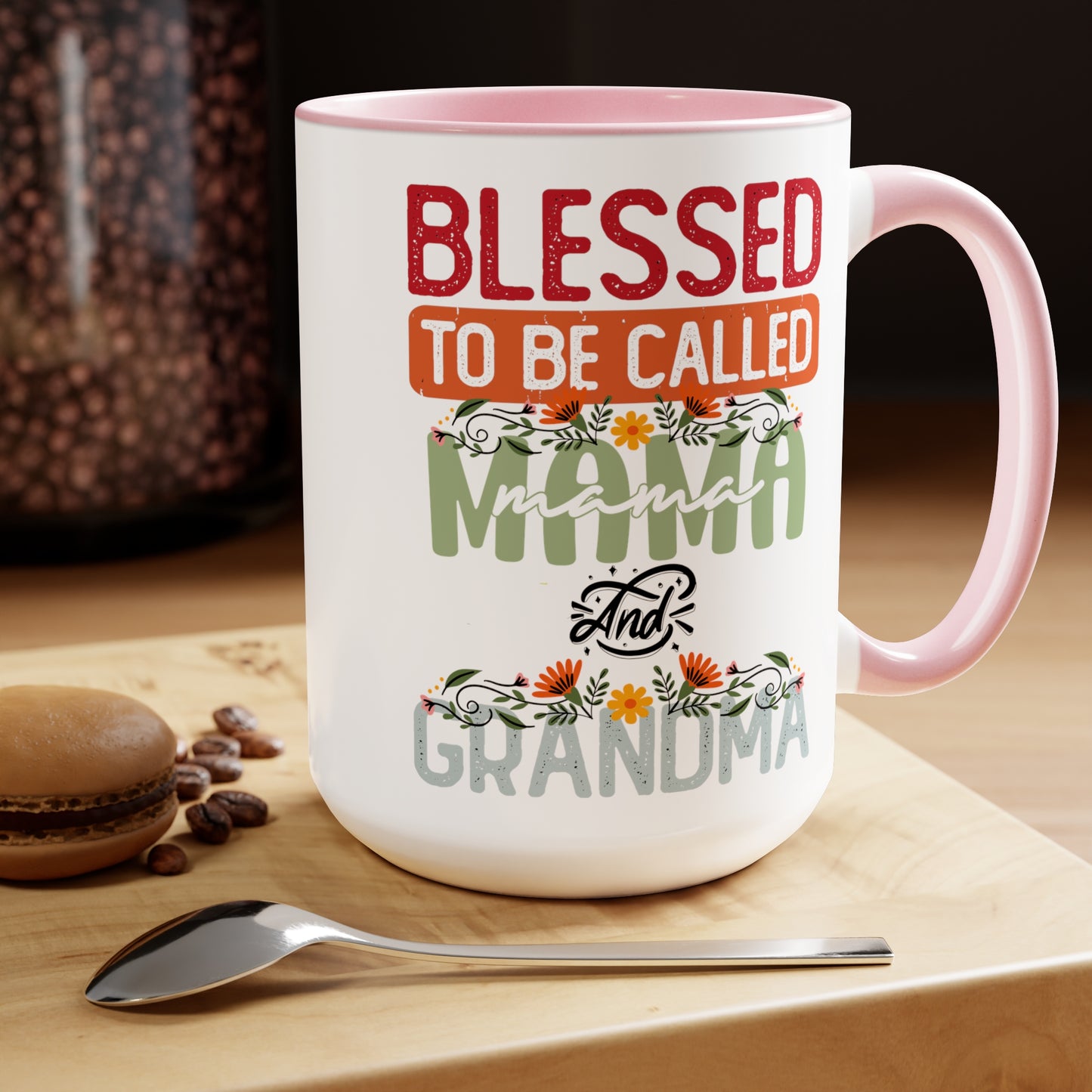 Happy Mother's dayTow-Tone Coffee Mug.15oz, Gift for mom & grandma, Mama's Coffee Mug