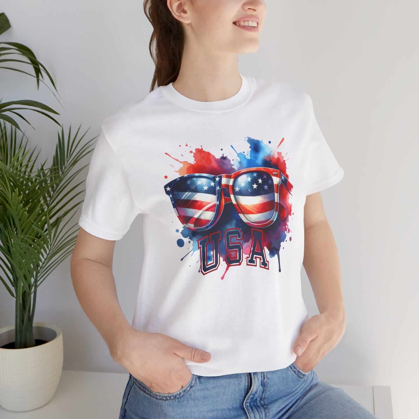 4th of July T-shirt, Sweet Land Of Liberty T-Shirt, Fourth of July unisex jersey short sleeve, America, Flag, Peace Love America. Proud To Be An American, Red White Blue.