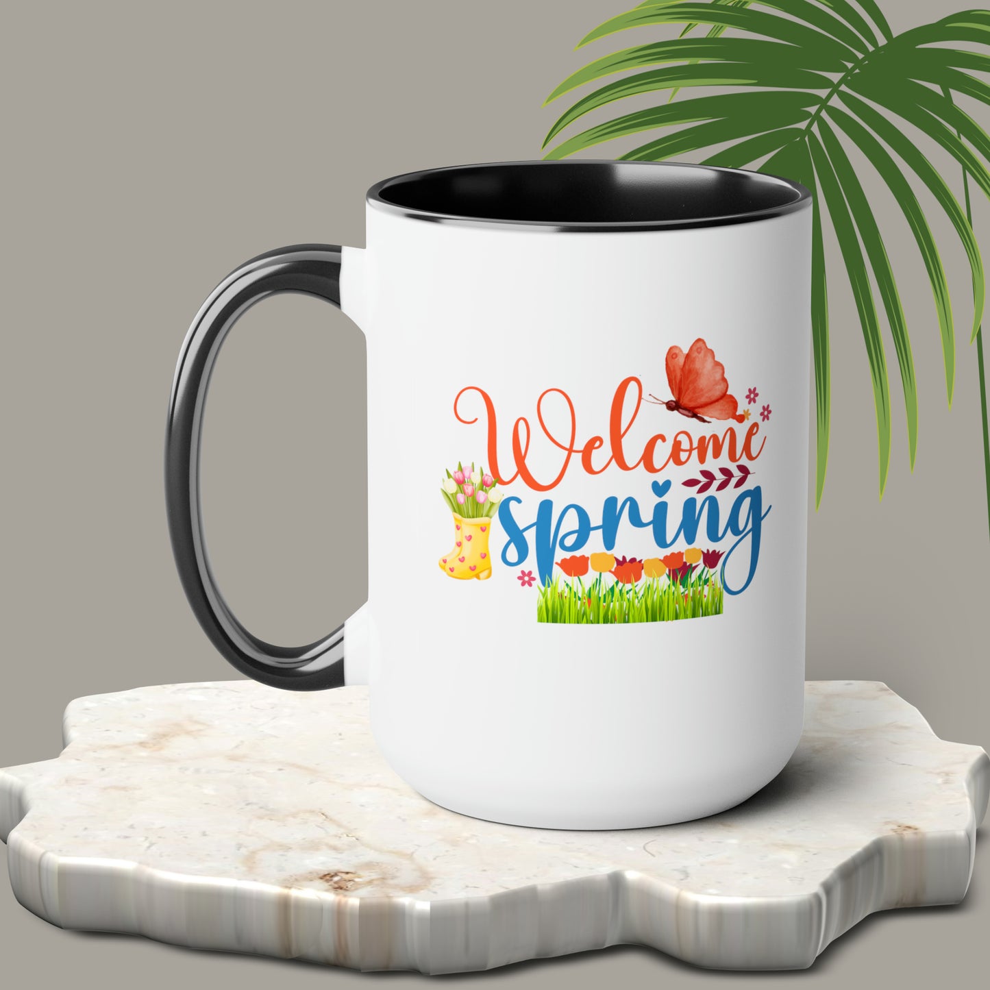 Welcome Spring two-Tone Coffee Mugs, 15oz