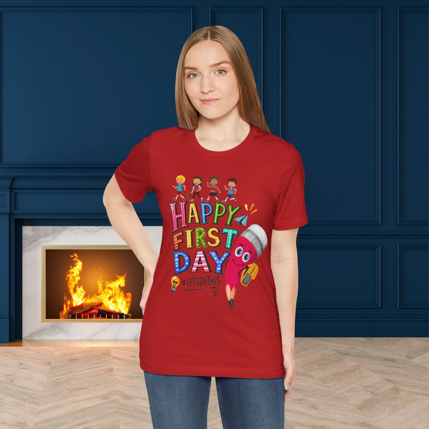 Happy First day T-Shirt, Hello Teacher T-Shirt, Back To School T-Shirt, Teach Love Inspire Teacher Shirt, Teacher Back To school unisex jersey short sleeve.First Day Vibes T-Shirt.