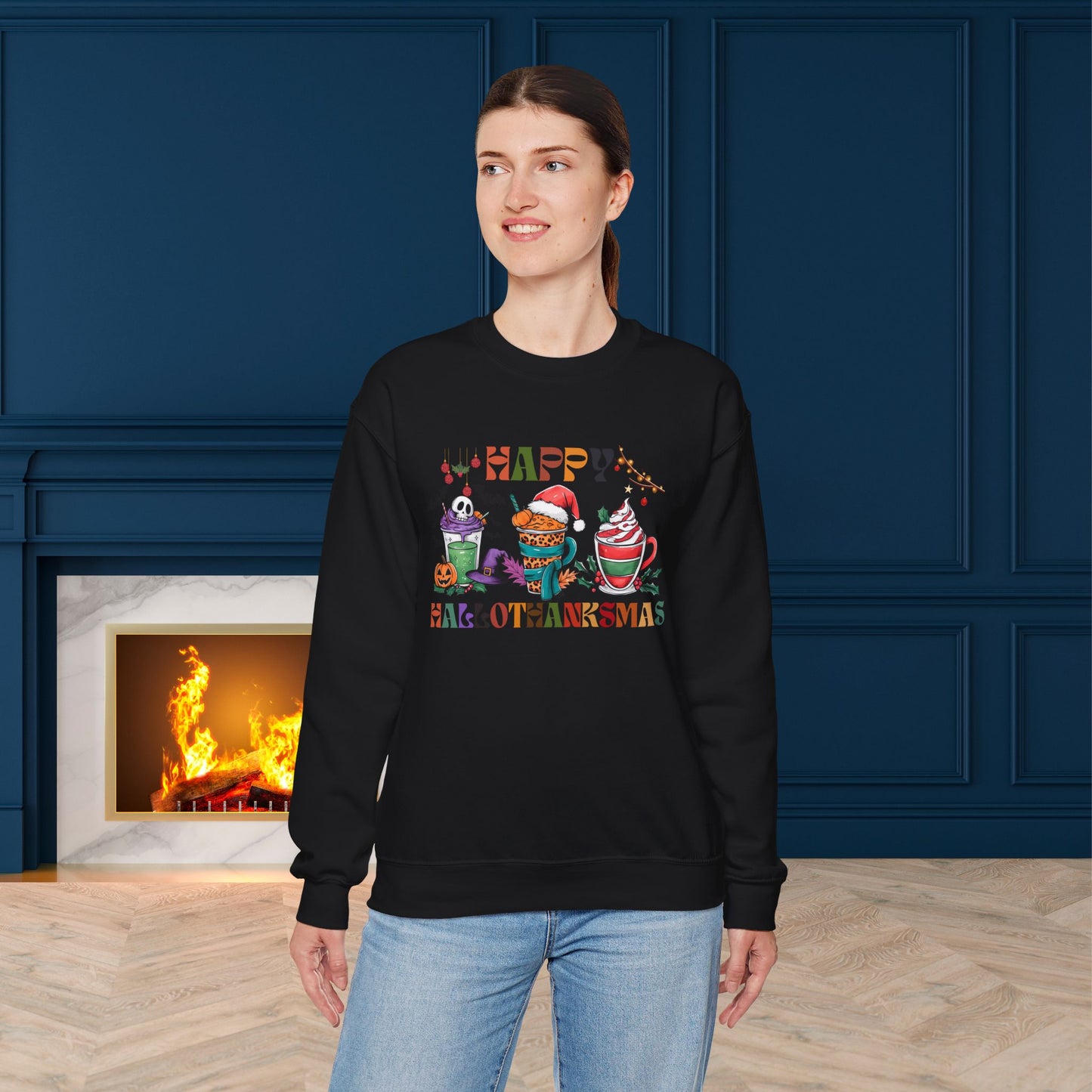 Happy Hellothanksmas Sweatshirt, HappyThanksgiving Sweatshirt - Unisex Heavy Blend, Happy Thanksgiving2024 Sweatshirt, Thanksgiving Gift, Festive Sweatshirt.