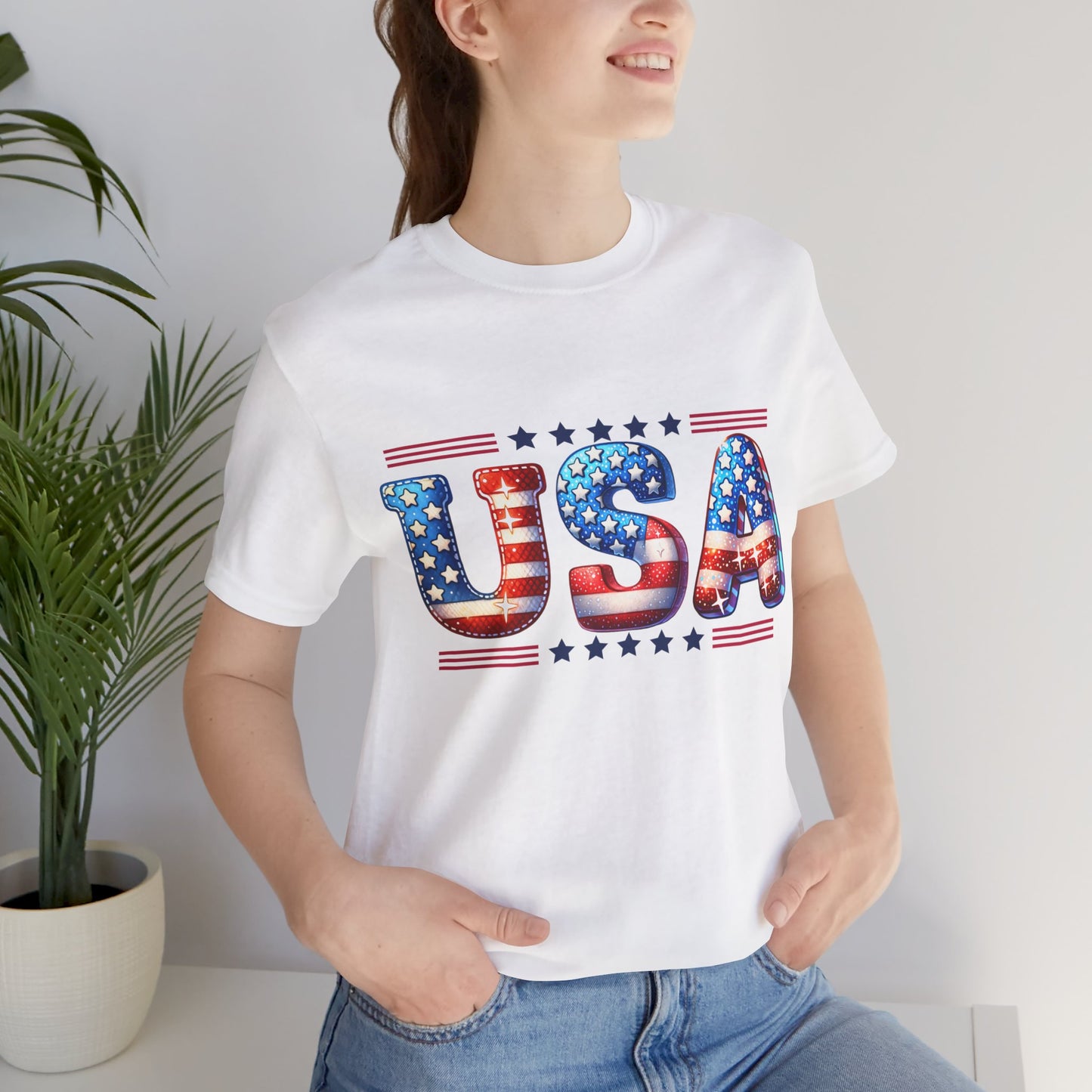 4th of July T-shirt, Sweet Land Of Liberty T-Shirt, Fourth of July unisex jersey short sleeve, America, Flag, Peace Love America. Proud To Be An American, Red White Blue.