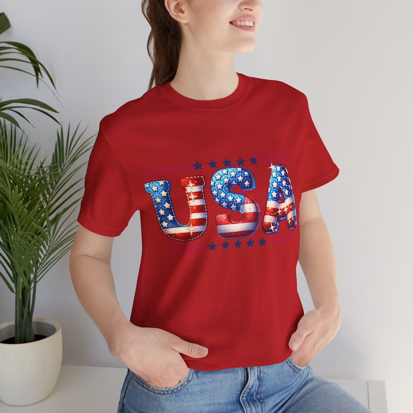 4th of July T-shirt, Sweet Land Of Liberty T-Shirt, Fourth of July unisex jersey short sleeve, America, Flag, Peace Love America. Proud To Be An American, Red White Blue.