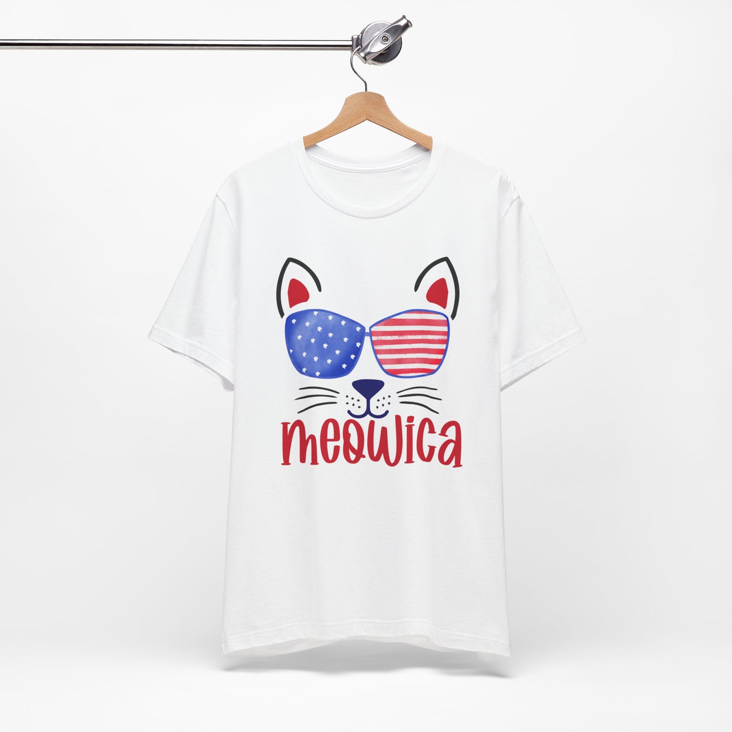 4th of July T-Shirt, Meowica T-shirt,  Fourth of July unisex jersey short sleeve.