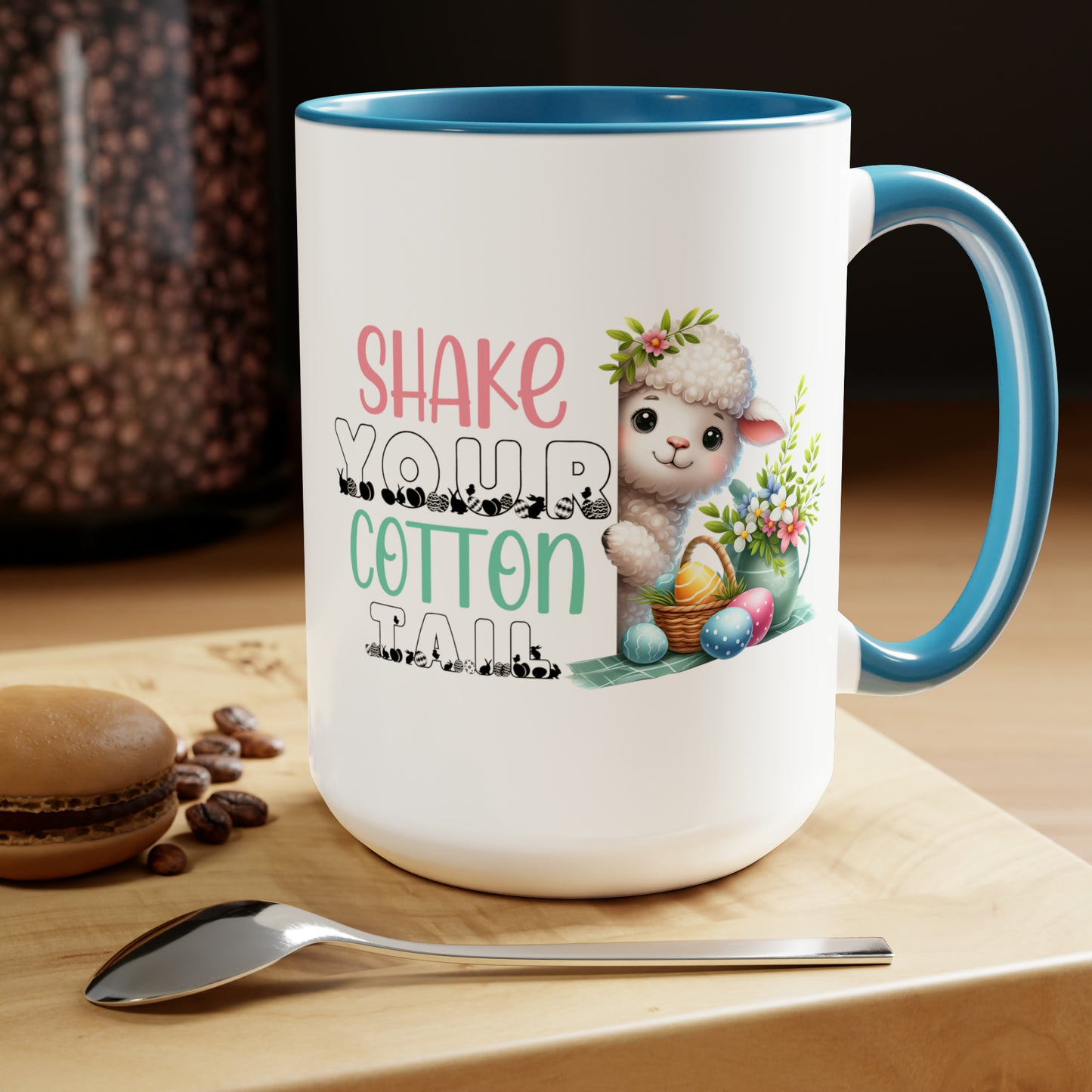 Shake Your Cotton Tail Two-Tone Coffee Mugs, 15oz