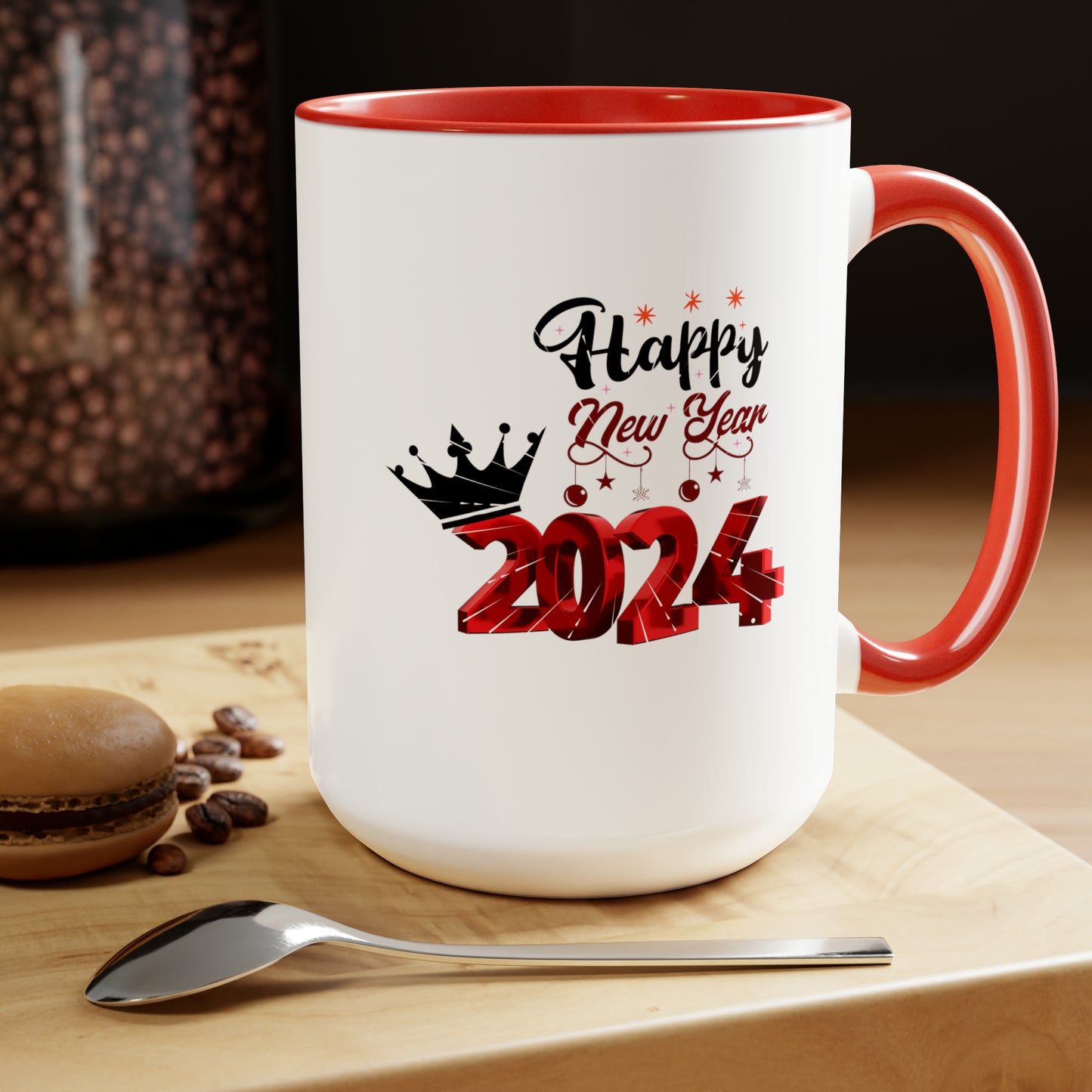 Happy New Year Two-Tone Coffee Mugs, 15oz