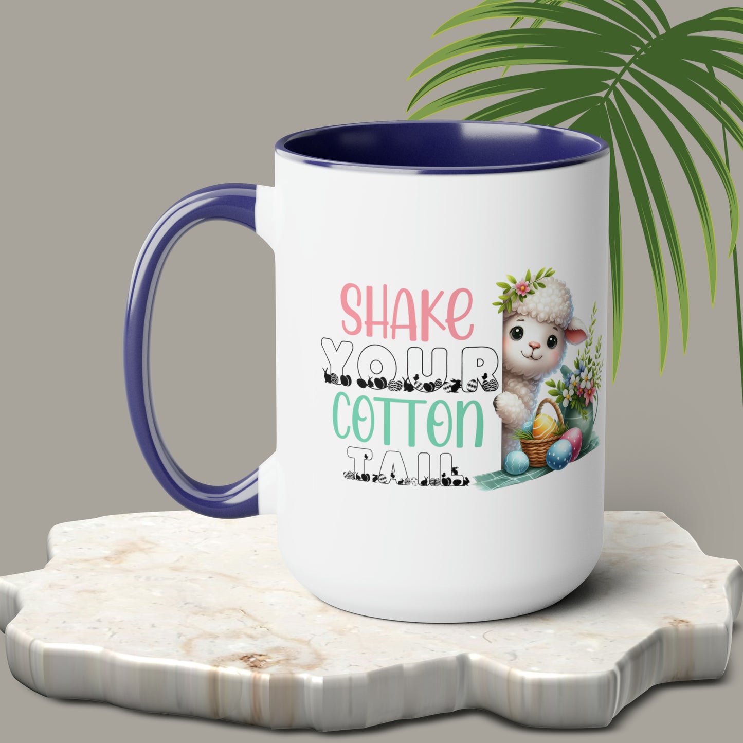 Shake Your Cotton Tail Two-Tone Coffee Mugs, 15oz