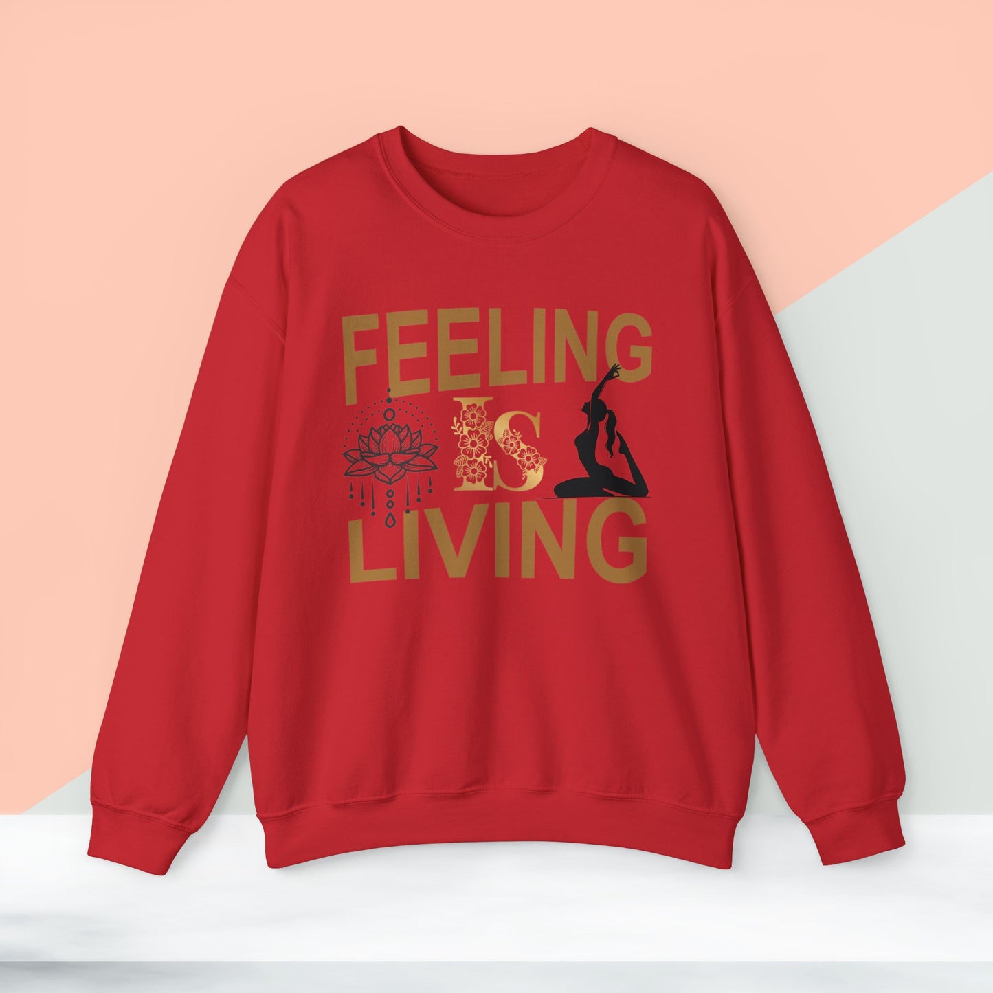 Feeling Is Living Yoga unisex heavy blend crewneck sweatshirt,Yoga workout Sweatshirt,Yoga lovers Sweatshirt, Yoga Instructor Gift, Gym Sweatshirt, Gift For Yoga lovers, Gift For Yogi.