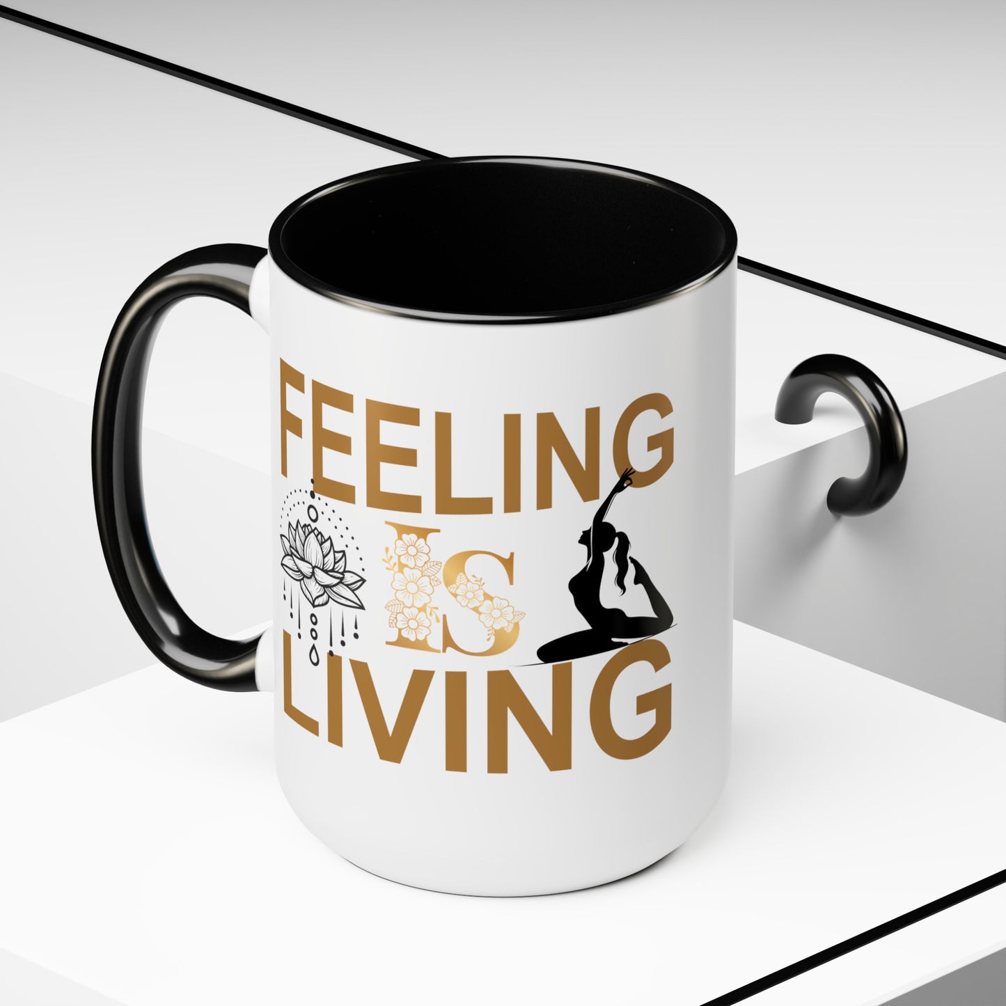 Feeling Is Living Yoga Coffee Mug, Cute Yoga Coffee Mug, Yoga lovers Coffee Mug, Yoga Instructor Gift, Gift For Yoga lover, Gift For Yogi.