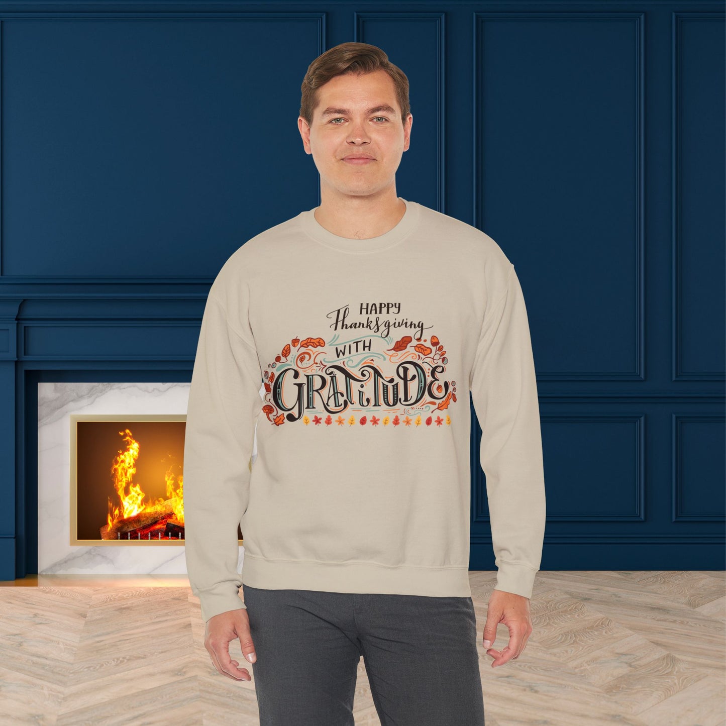 HappyThanksgiving With Gratitude  Sweatshirt - Unisex Heavy Blend, Happy Thanksgiving2024 Sweatshirt, Thanksgiving Gift, Festive Sweatshirt.