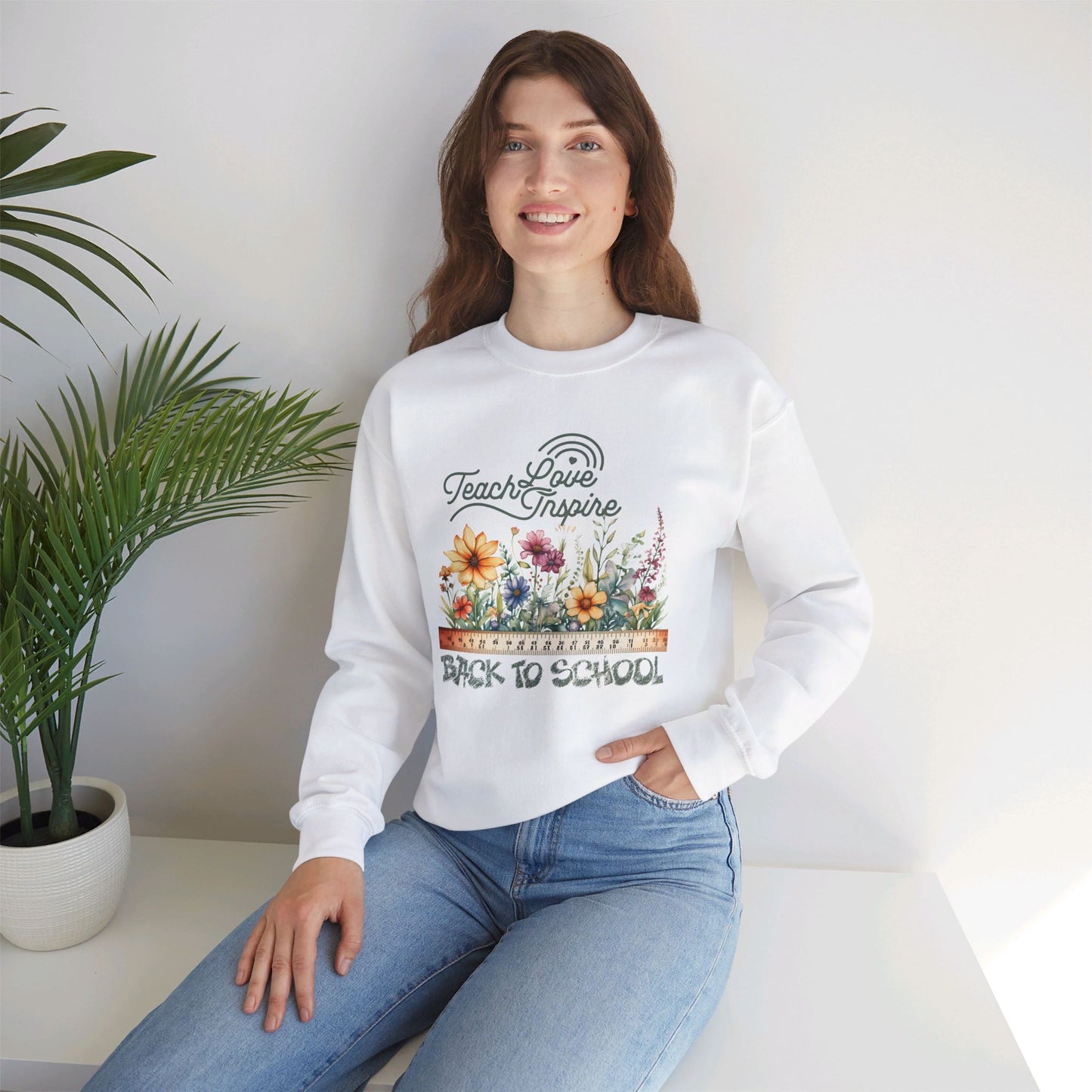 Back To school unisex heavy blend crewneck sweatshirt, We Love Teachers Sweatshirt,Teacher Back To school  Sweatshirt. First Day Vibes Sweatshirt.